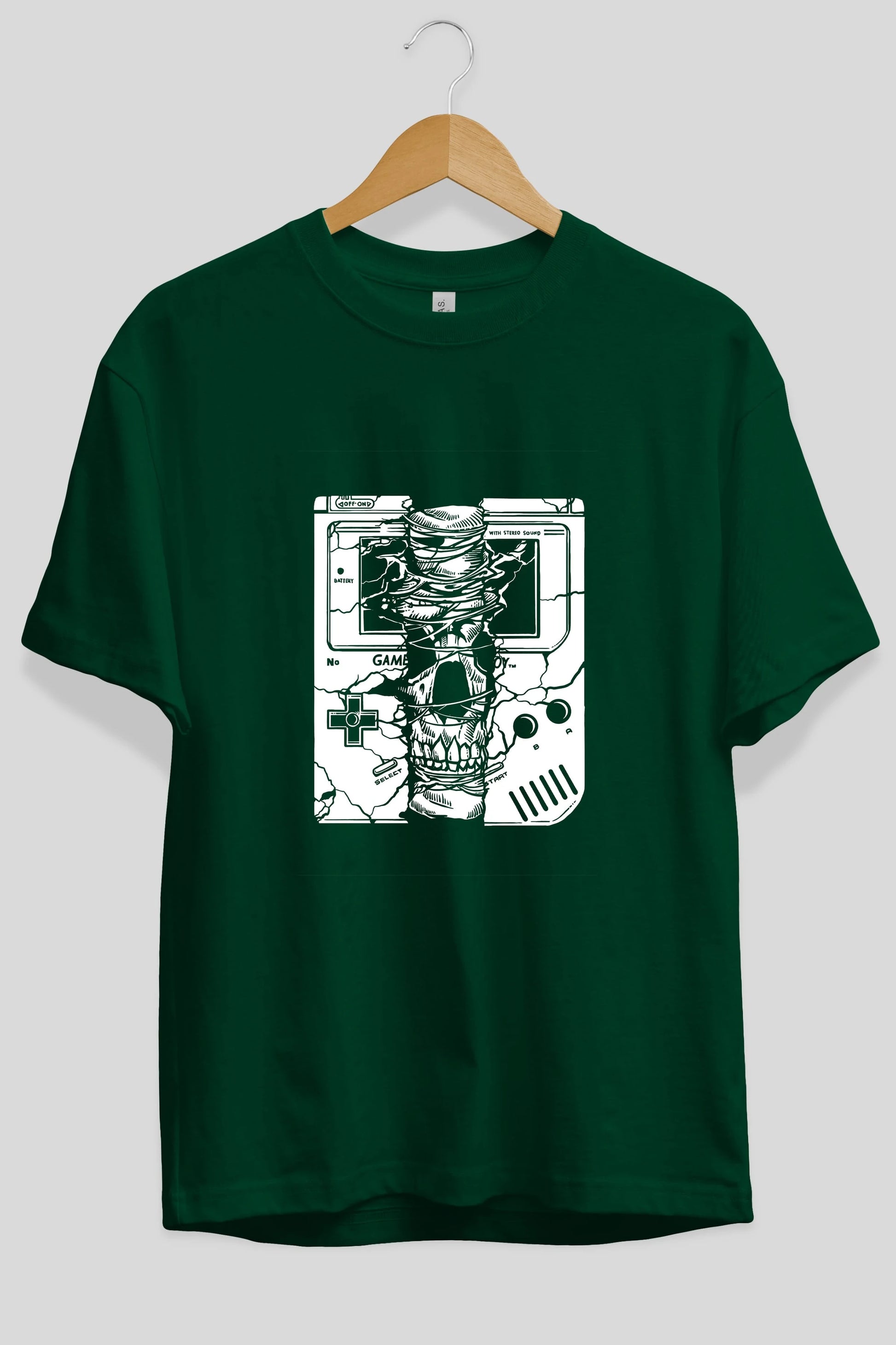 Gameboy Skull Ön Baskılı Oversize t-shirt Erkek Kadın Unisex %100 Pamuk tişort