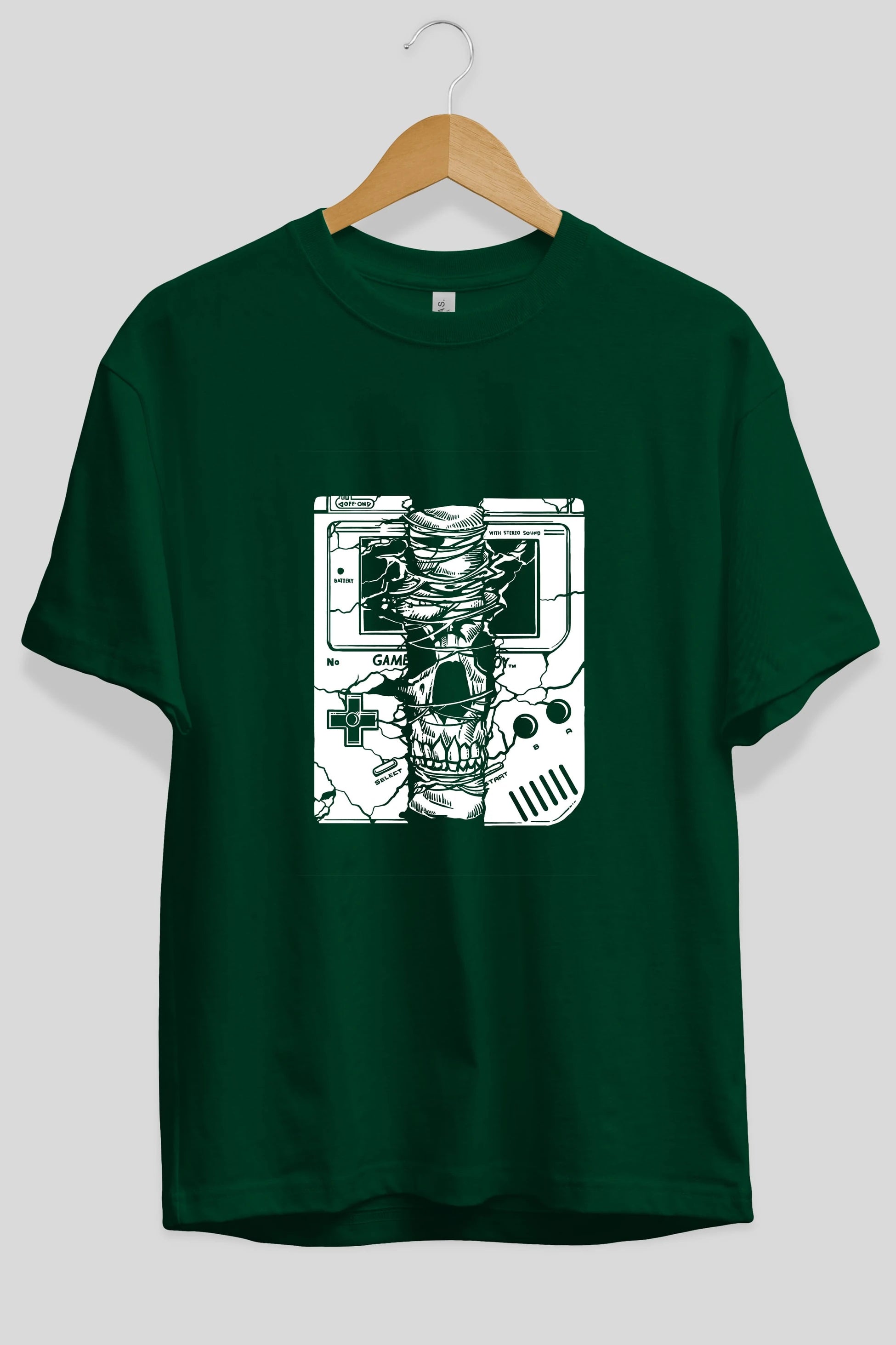 Gameboy Skull Ön Baskılı Oversize t-shirt Erkek Kadın Unisex %100 Pamuk tişort