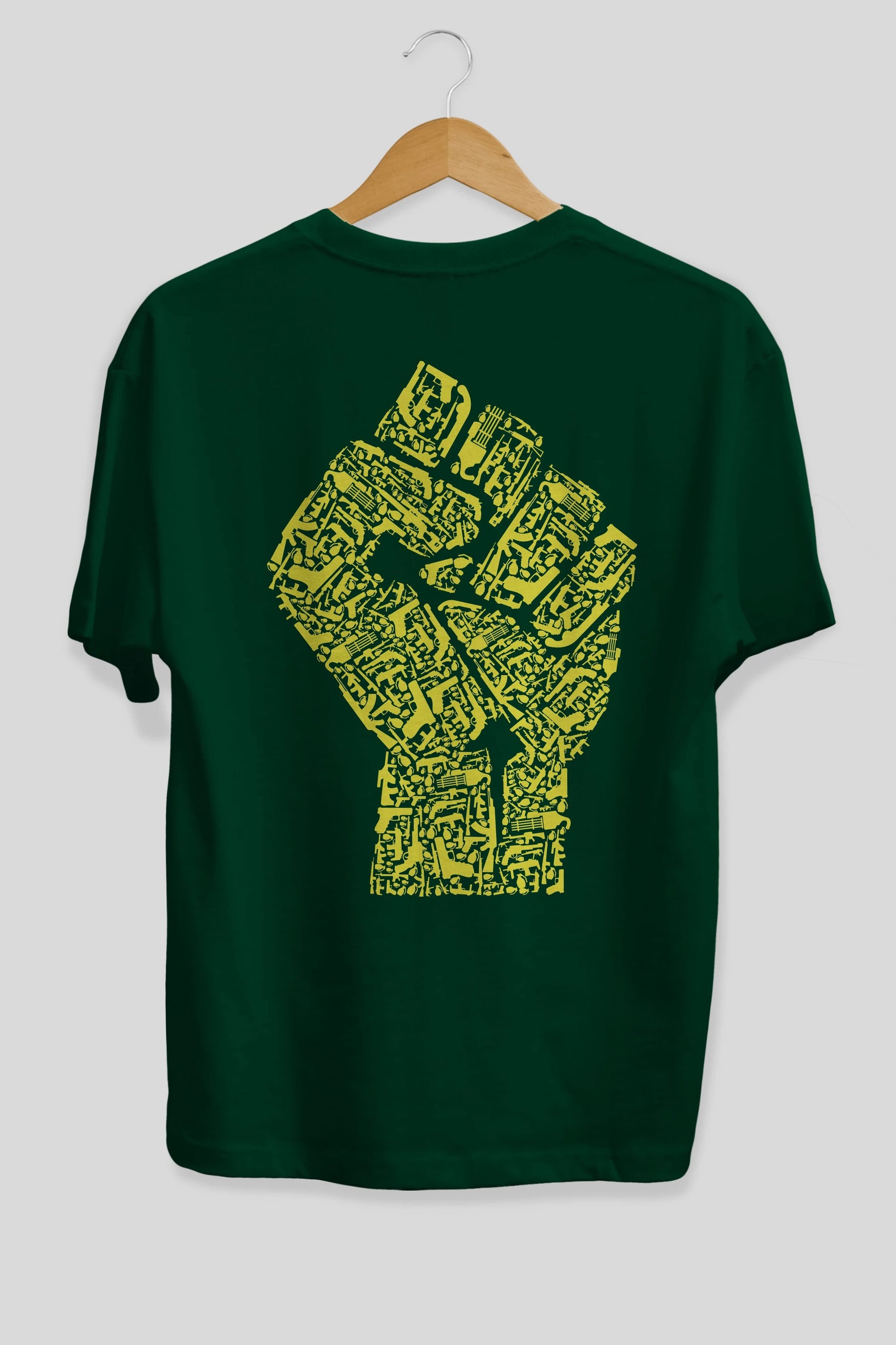 Hand Of Revolution Arka Baskılı Oversize t-shirt %100 pamuk Erkek Kadın Unisex