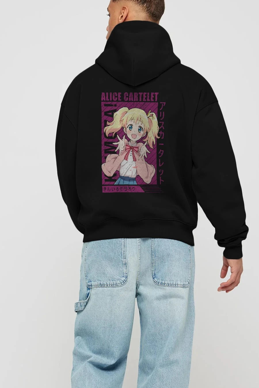 Alice Cartelet 12 Anime Arka Baskılı Hoodie Oversize Kapüşonlu Sweatshirt Erkek Kadın Unisex