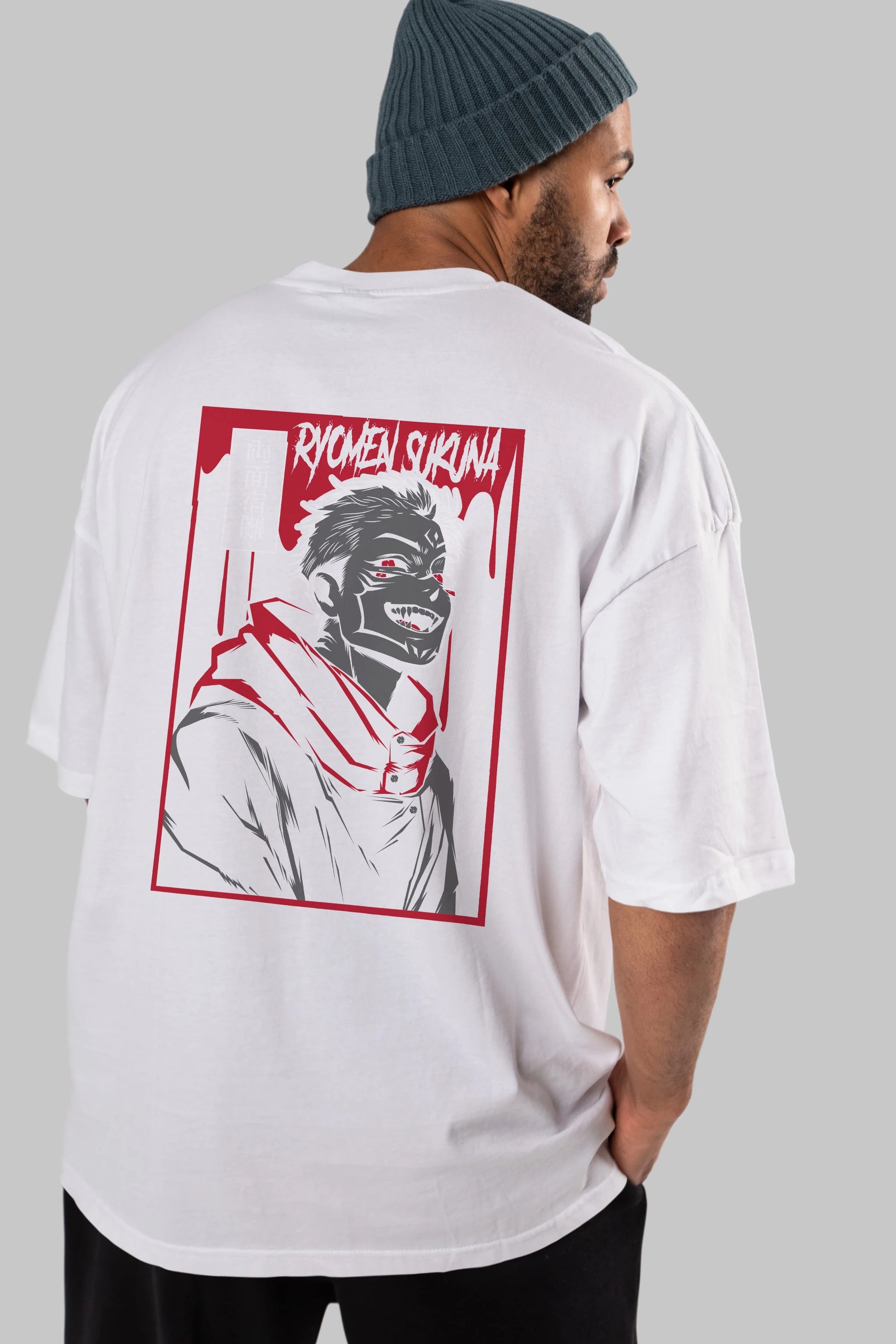 SUKUNA Anime Arka Baskılı Oversize t-shirt Erkek Kadın Unisex