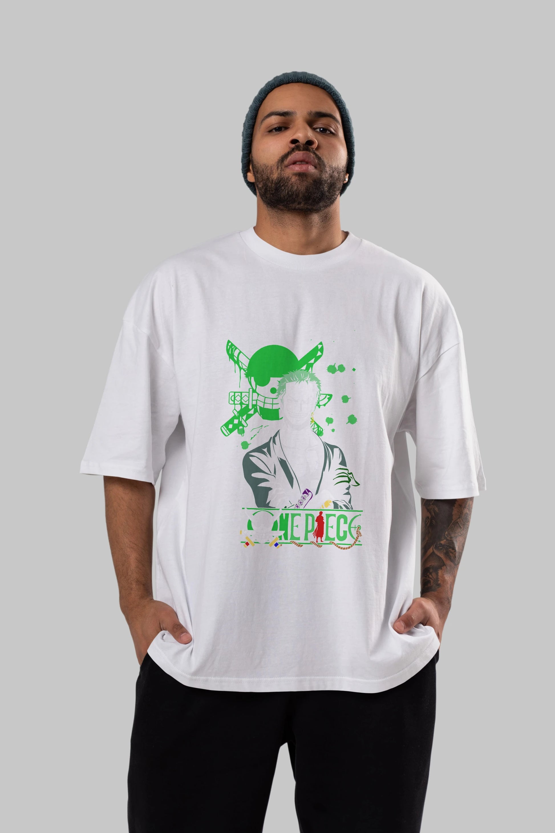 Roronoa Zoro 2 Anime Ön Baskılı Oversize t-shirt Erkek Kadın Unisex
