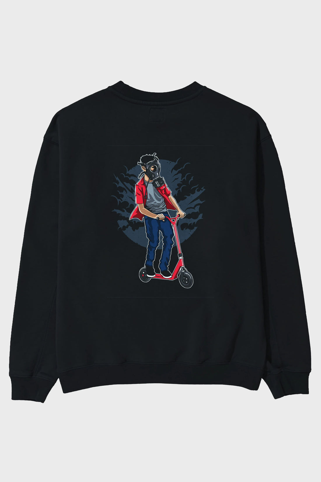 Gasmask Rider Arka Baskılı Oversize Sweatshirt Erkek Kadın Unisex