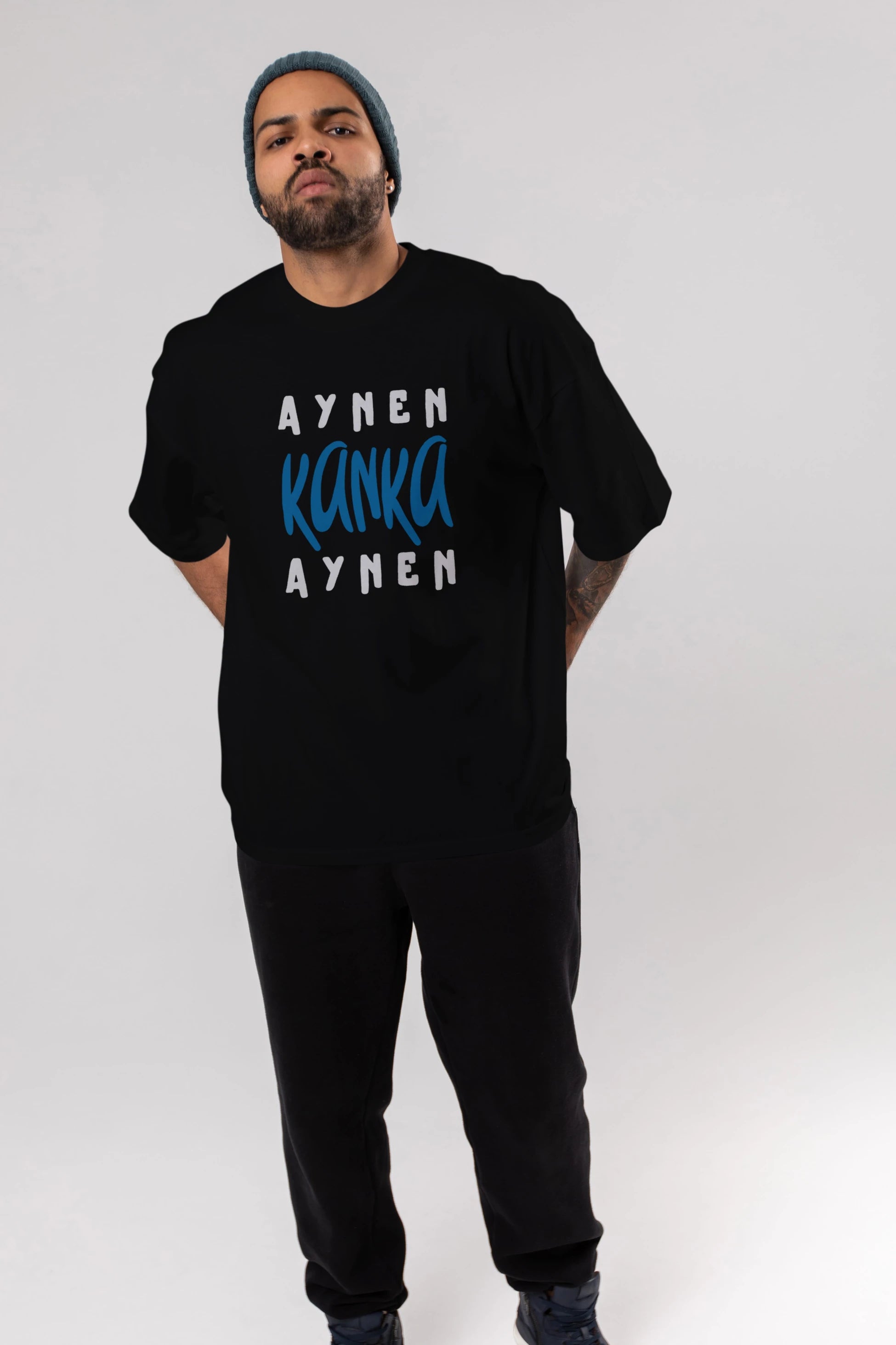 Aynen Kanka Aynen Yazılı Ön Baskılı Oversize t-shirt Erkek Kadın Unisex
