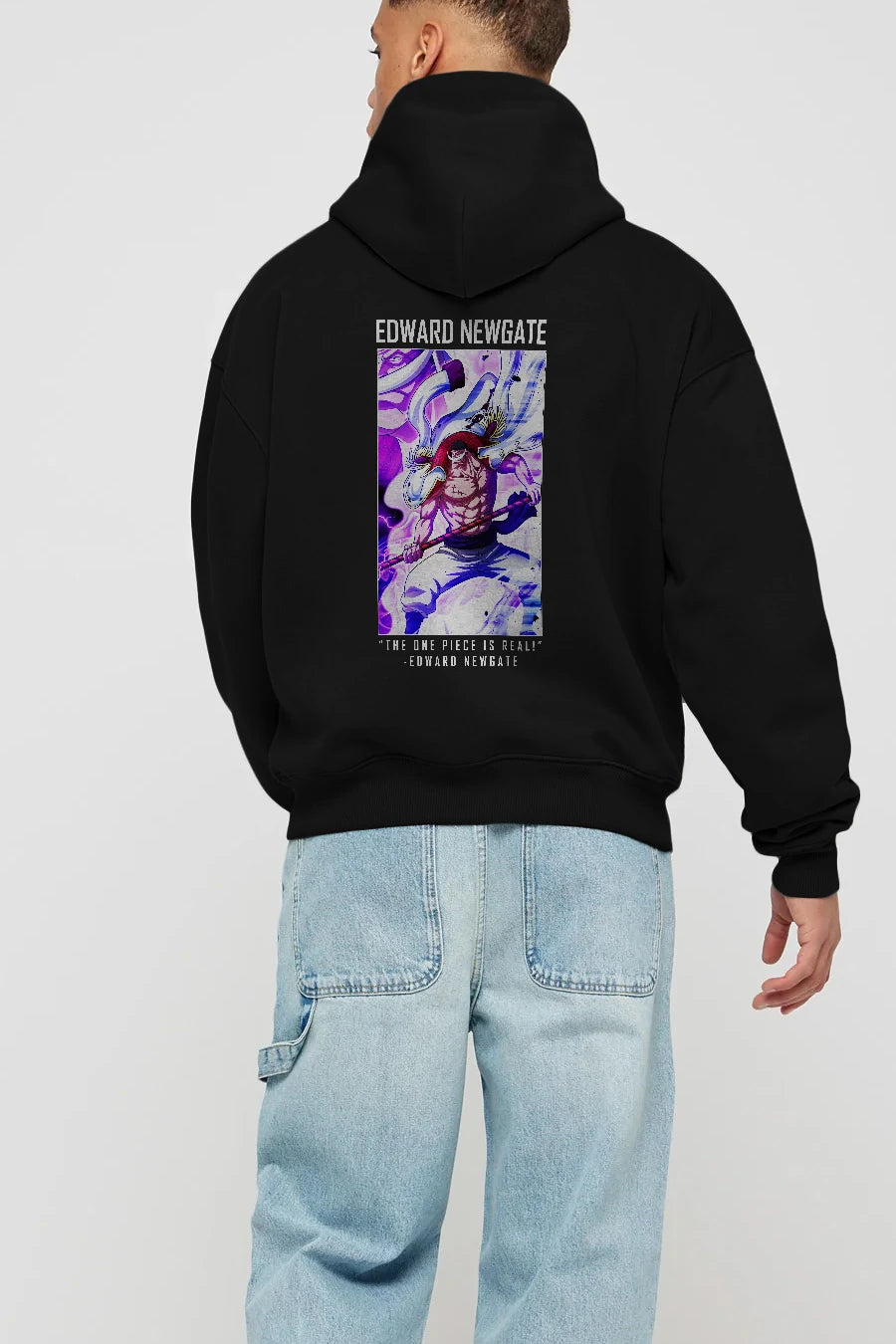Edward Newgate Anime Arka Baskılı Hoodie Oversize Kapüşonlu Sweatshirt Erkek Kadın Unisex