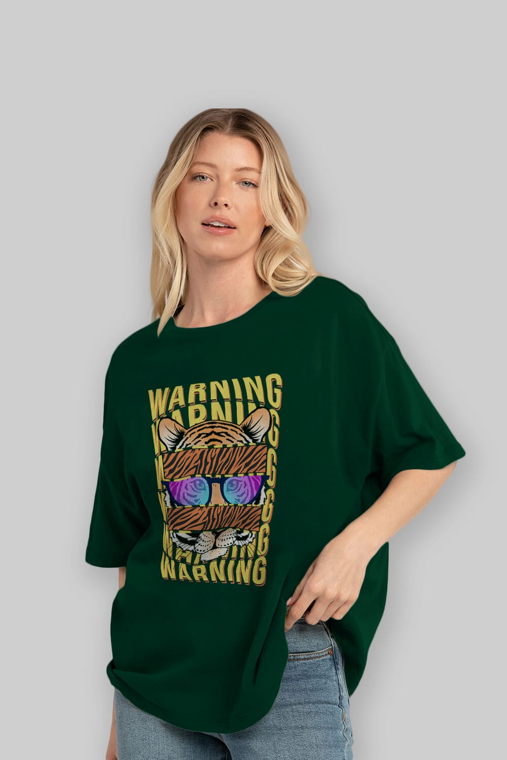 Warning Yazılı Ön Baskılı Oversize t-shirt Erkek Kadın Unisex