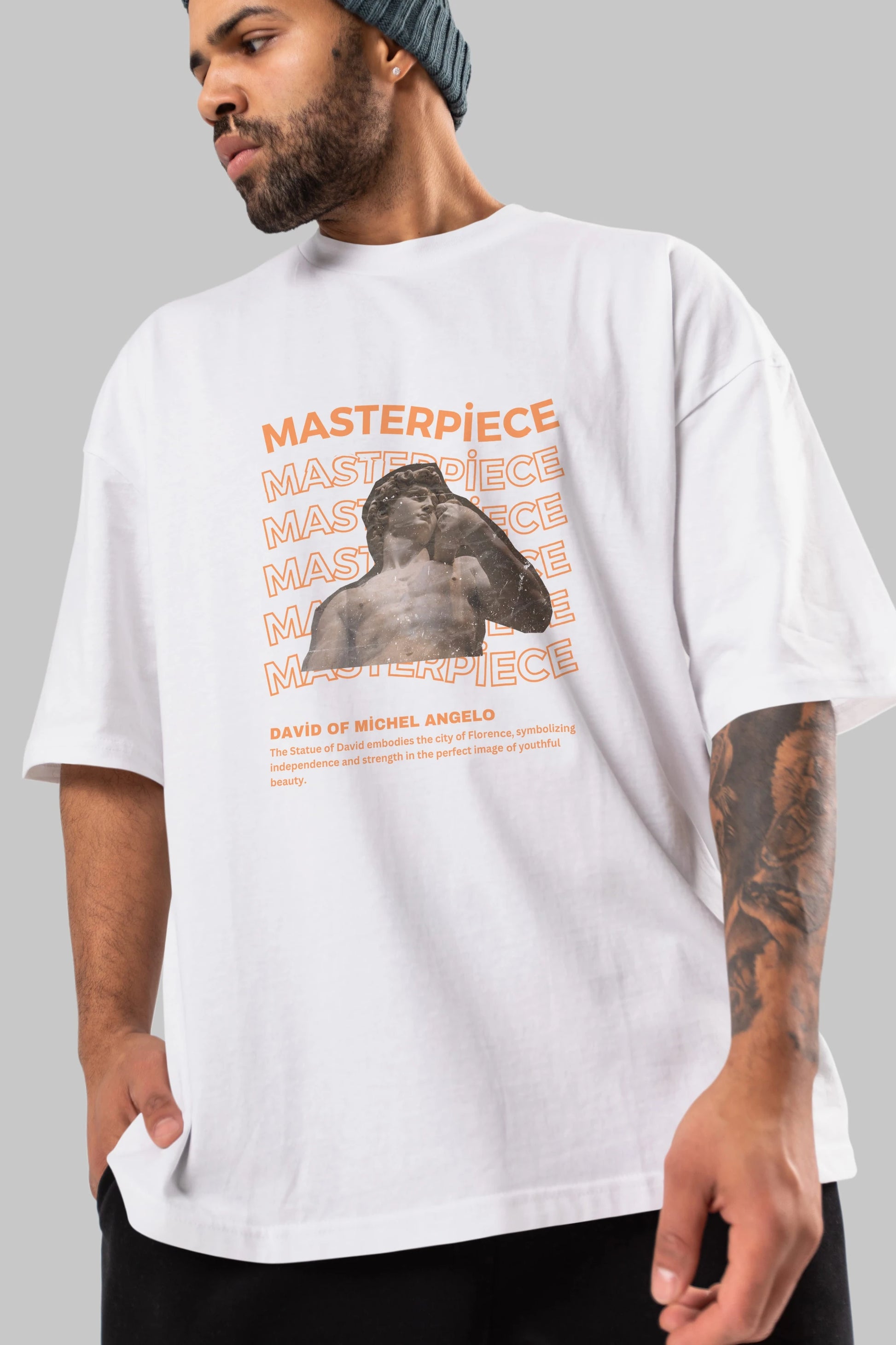 Masterpiece Yazılı Ön Baskılı Oversize t-shirt Erkek Kadın Unisex