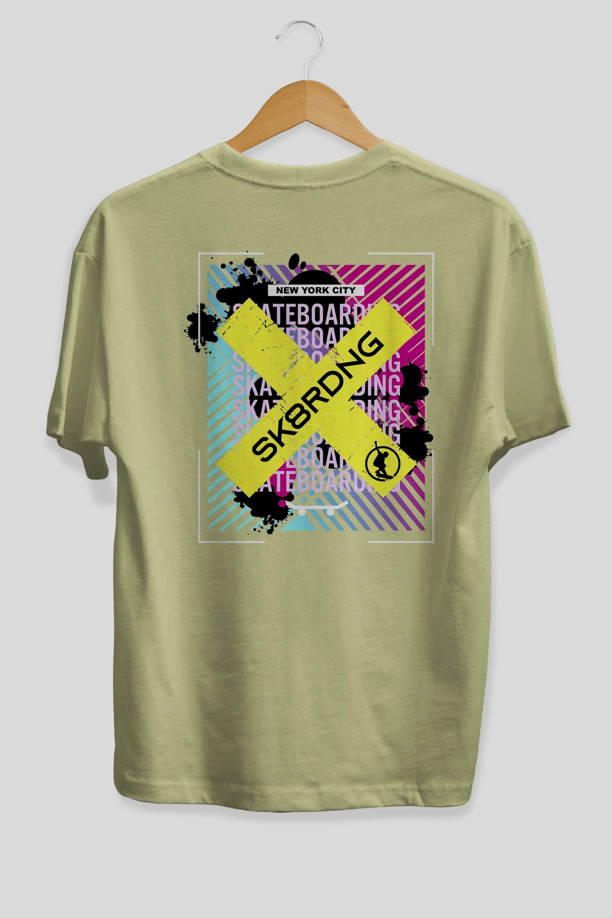 Skatebording Arka Baskılı Oversize t-shirt Erkek Kadın Unisex