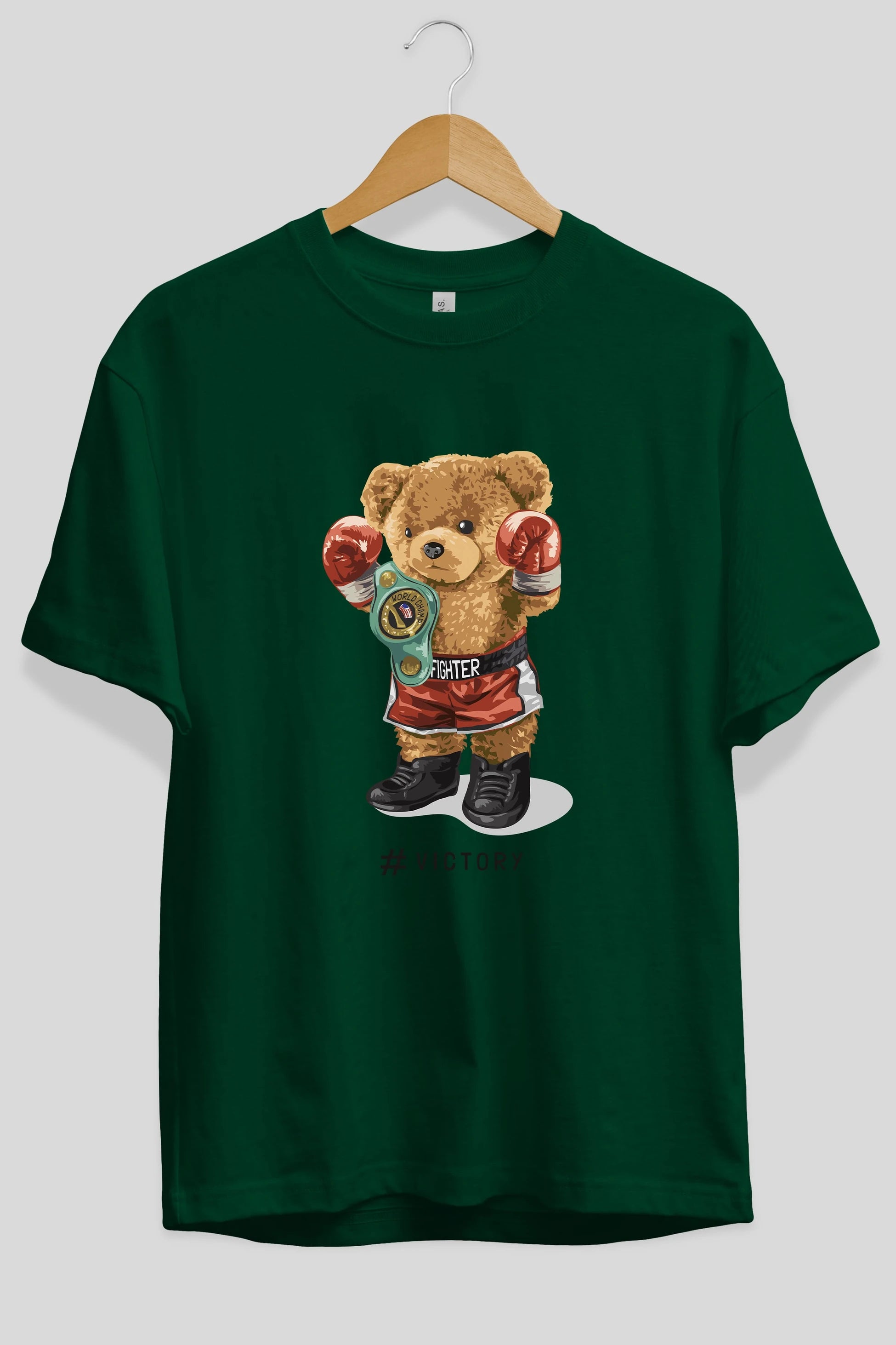 Teddy Bear Victory Ön Baskılı Oversize t-shirt Erkek Kadın Unisex %100 Pamuk