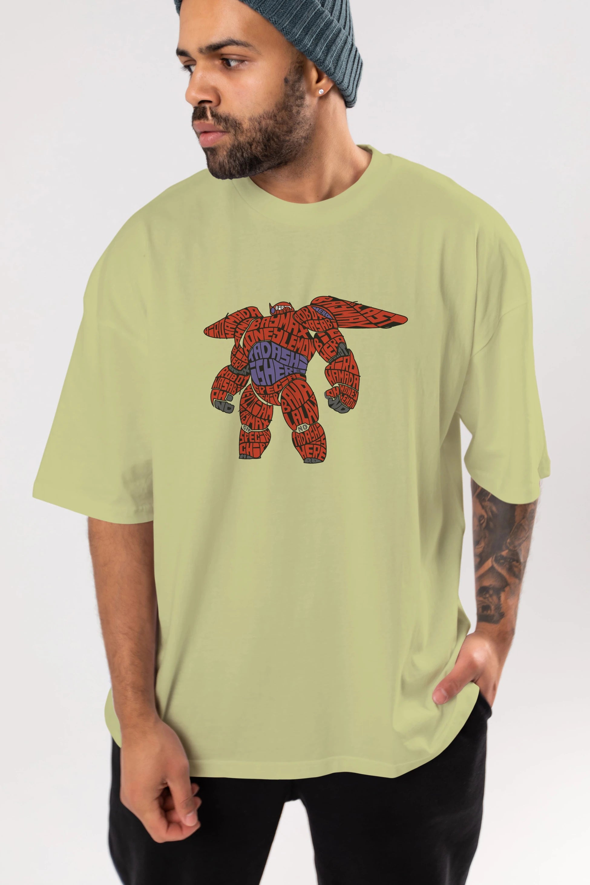 Baymax Ön Baskılı Oversize t-shirt %100 pamuk Erkek Kadın Unisex