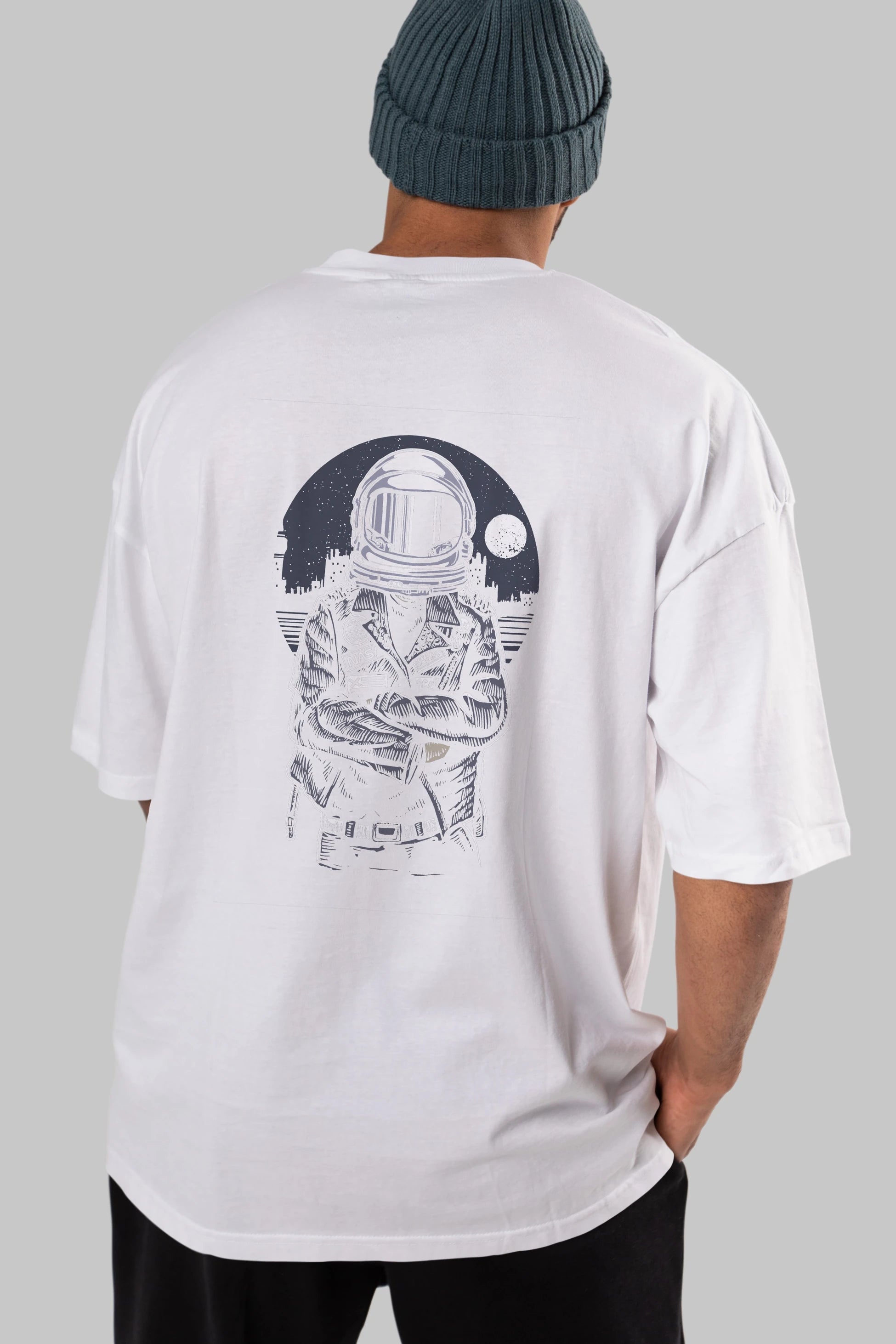 Astronaut Rebel Arka Baskılı Oversize t-shirt Erkek Kadın Unisex %100 Pamuk