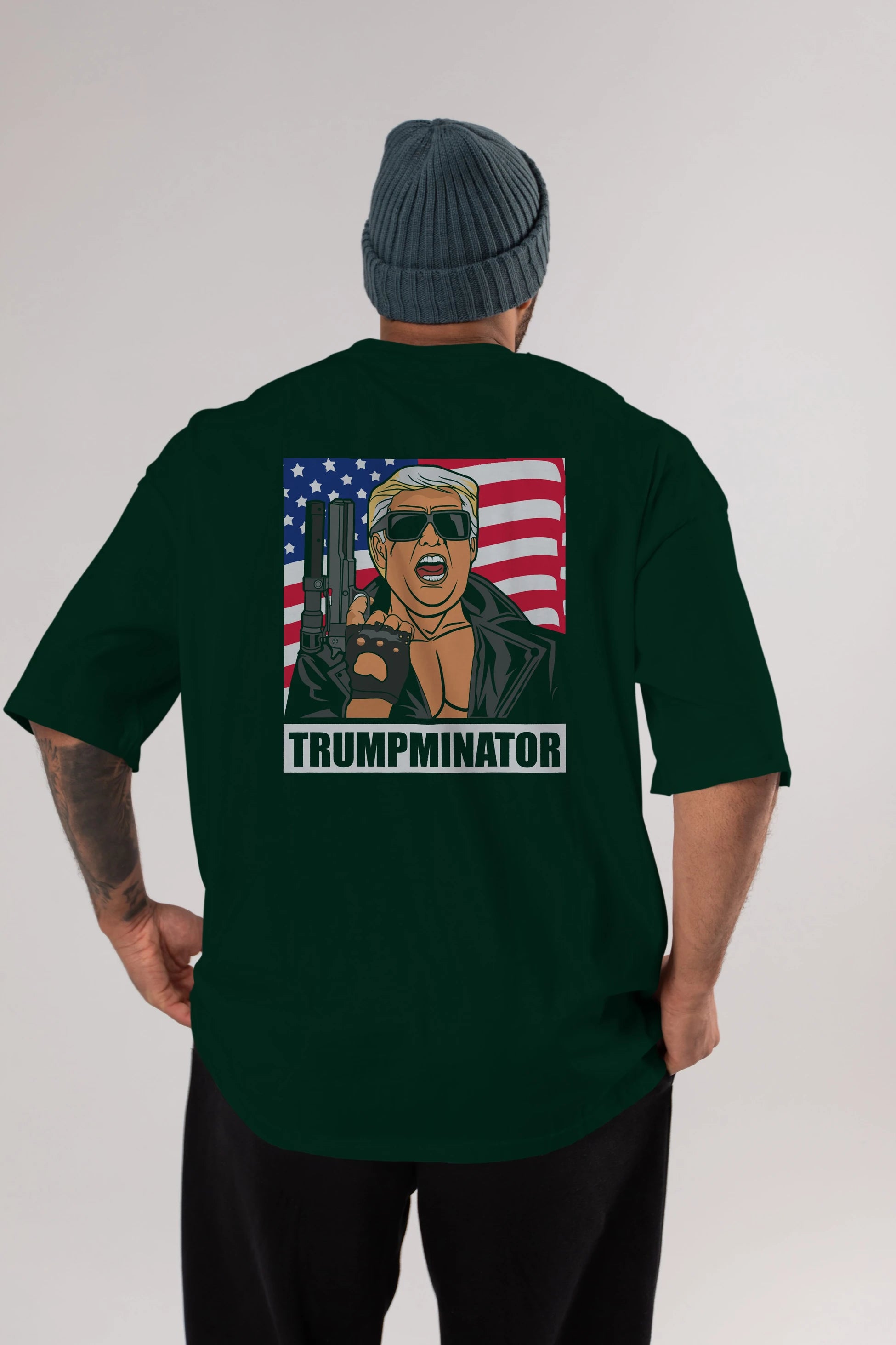 Trumpminator Arka Baskılı Oversize t-shirt Erkek Kadın Unisex %100 Pamuk tişort