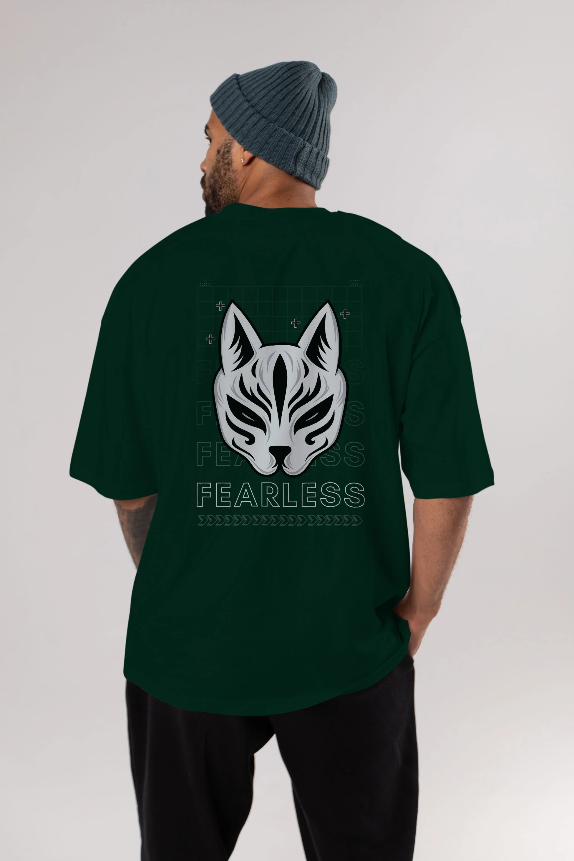 Fearless Yazılı Arka Baskılı Oversize t-shirt Erkek Kadın Unisex