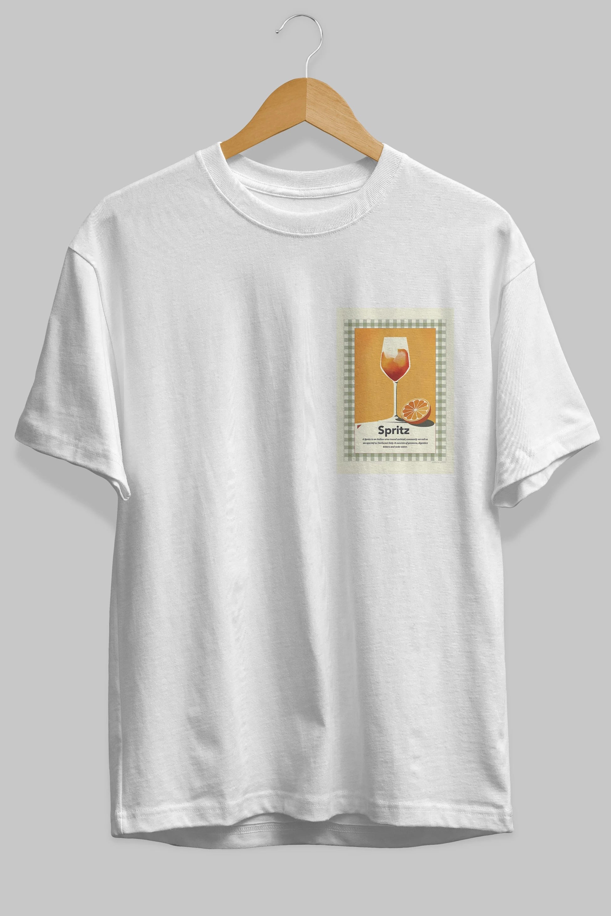 Aperol Spritz 5 Ön Sol Baskılı Oversize t-shirt Erkek Kadın Unisex %100 Pamuk Bisiklet Yaka tişort