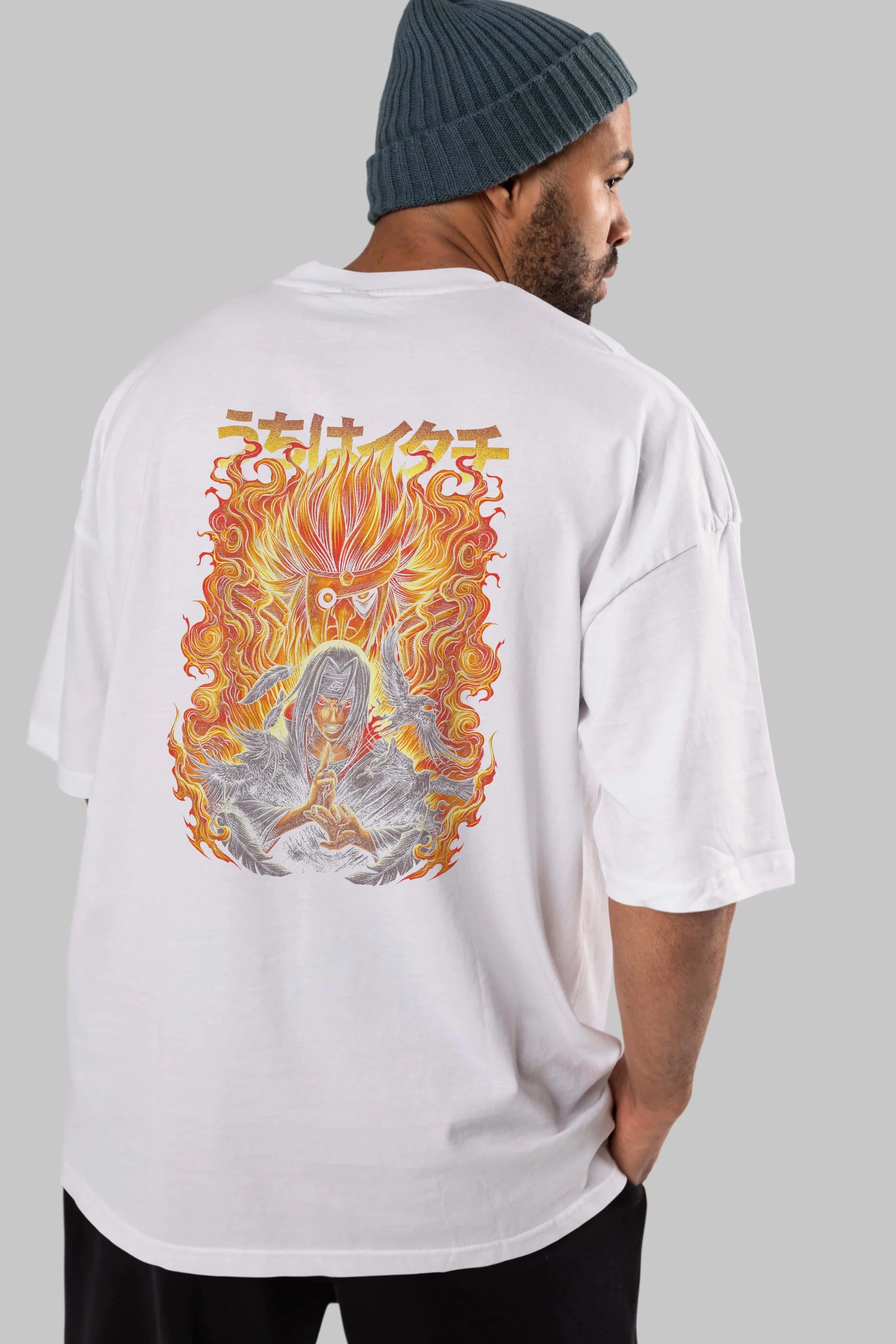 NARUTO ITACHI UCHIHA Anime Arka Baskılı Oversize t-shirt Erkek Kadın Unisex