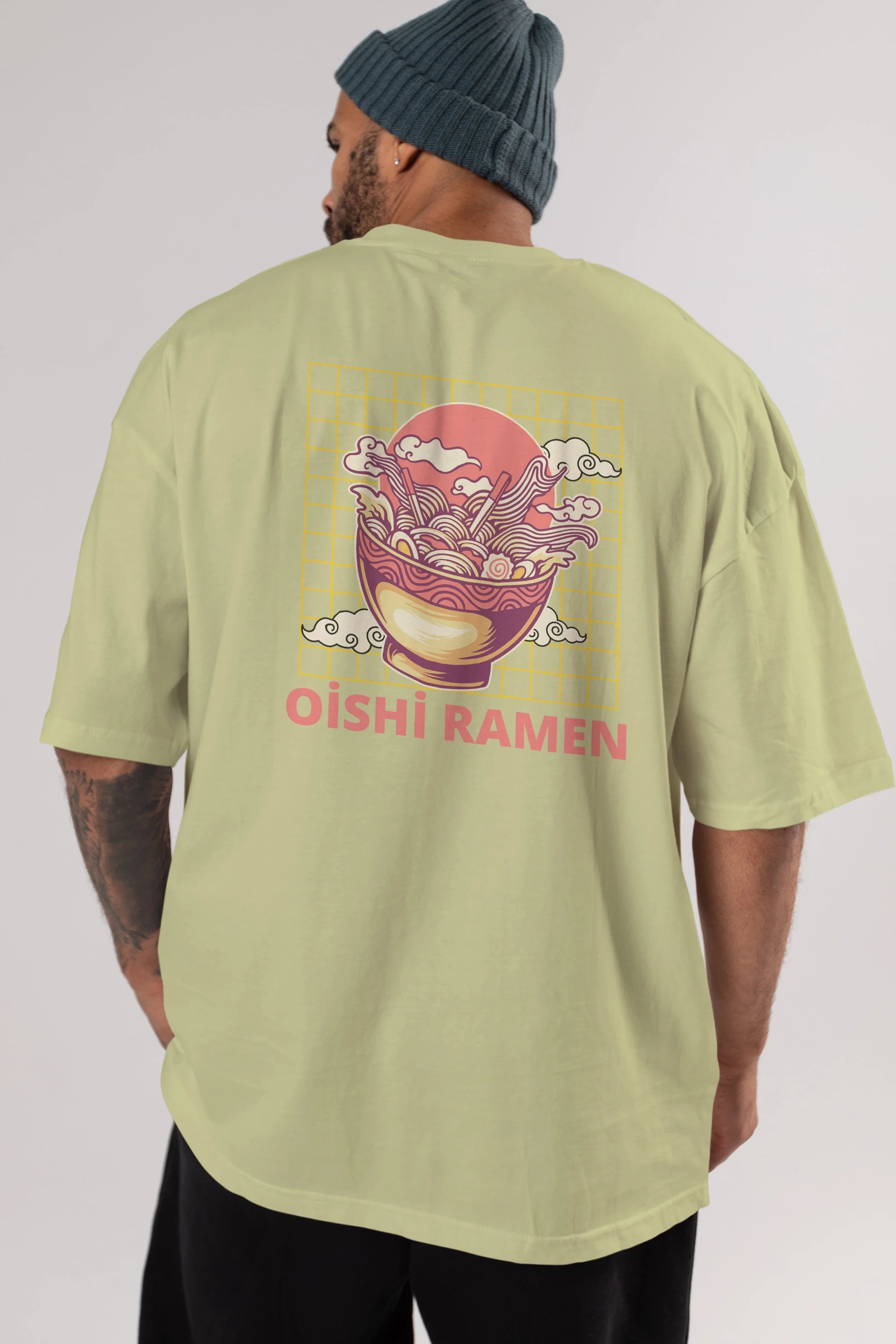 Oishi Ramen Yazılı Arka Baskılı Oversize t-shirt Erkek Kadın Unisex