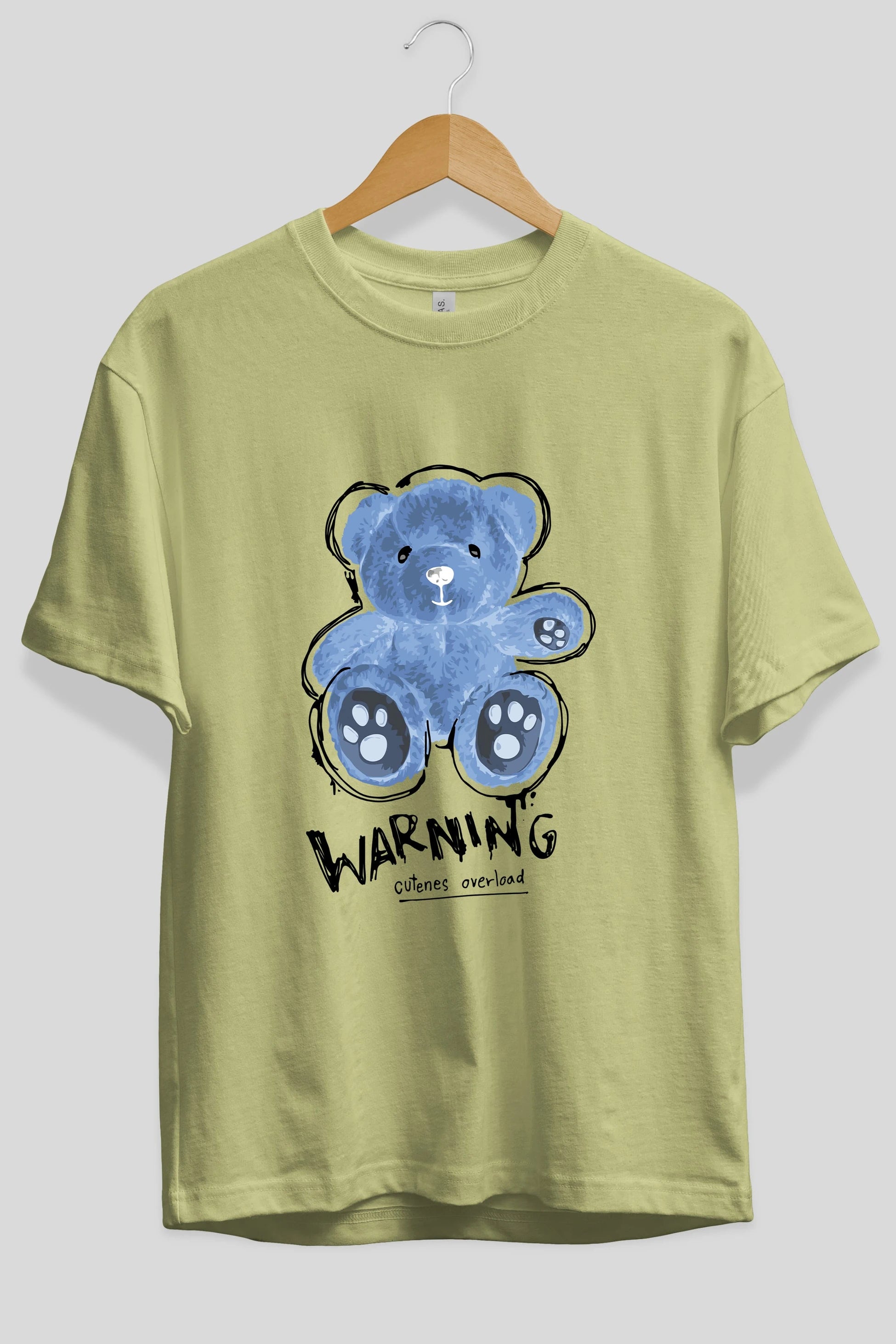 Warning Cuteness Bear Ön Baskılı Oversize t-shirt Erkek Kadın Unisex