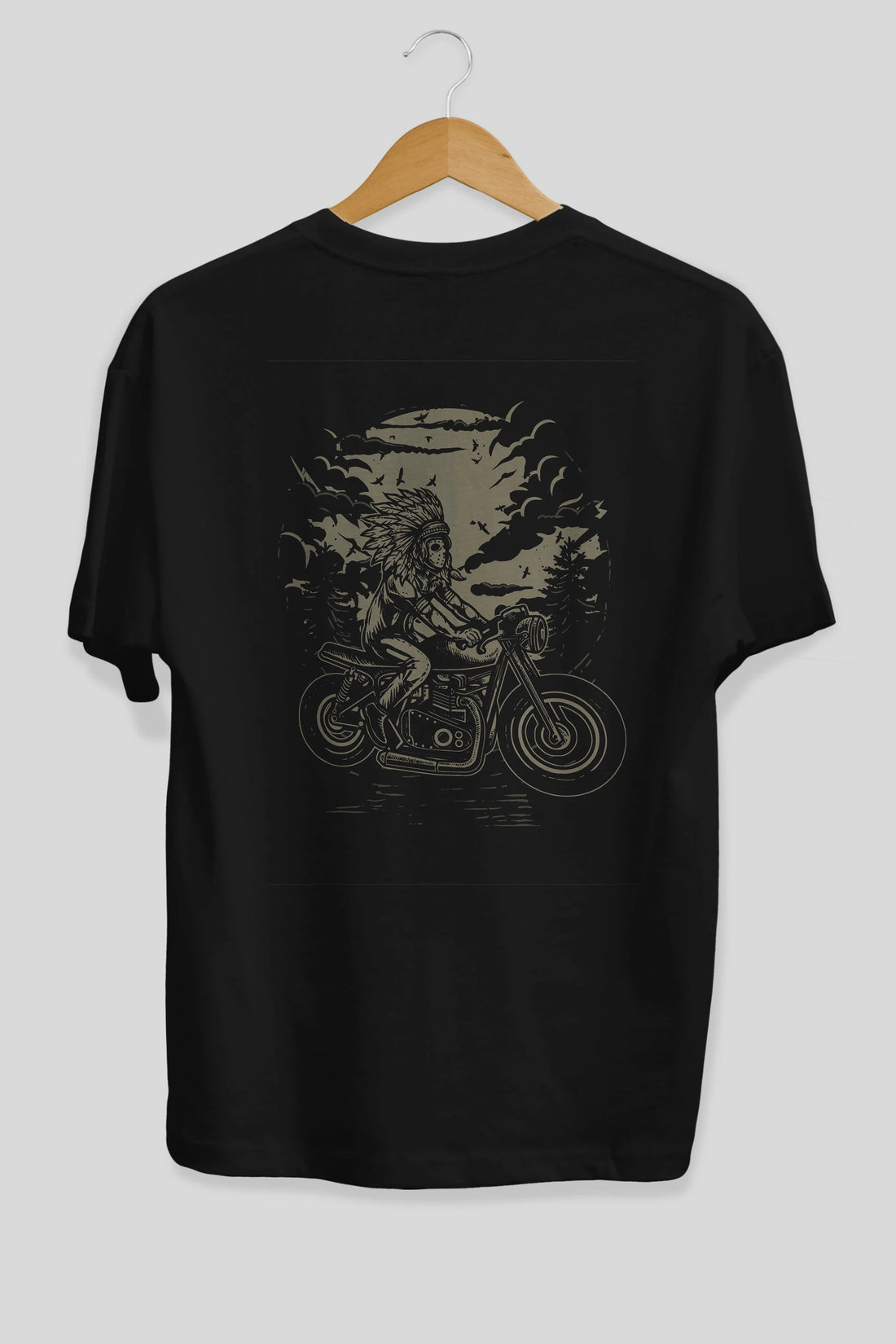 Indian Chief Rider Arka Baskılı Oversize t-shirt Erkek Kadın Unisex %100 Pamuk