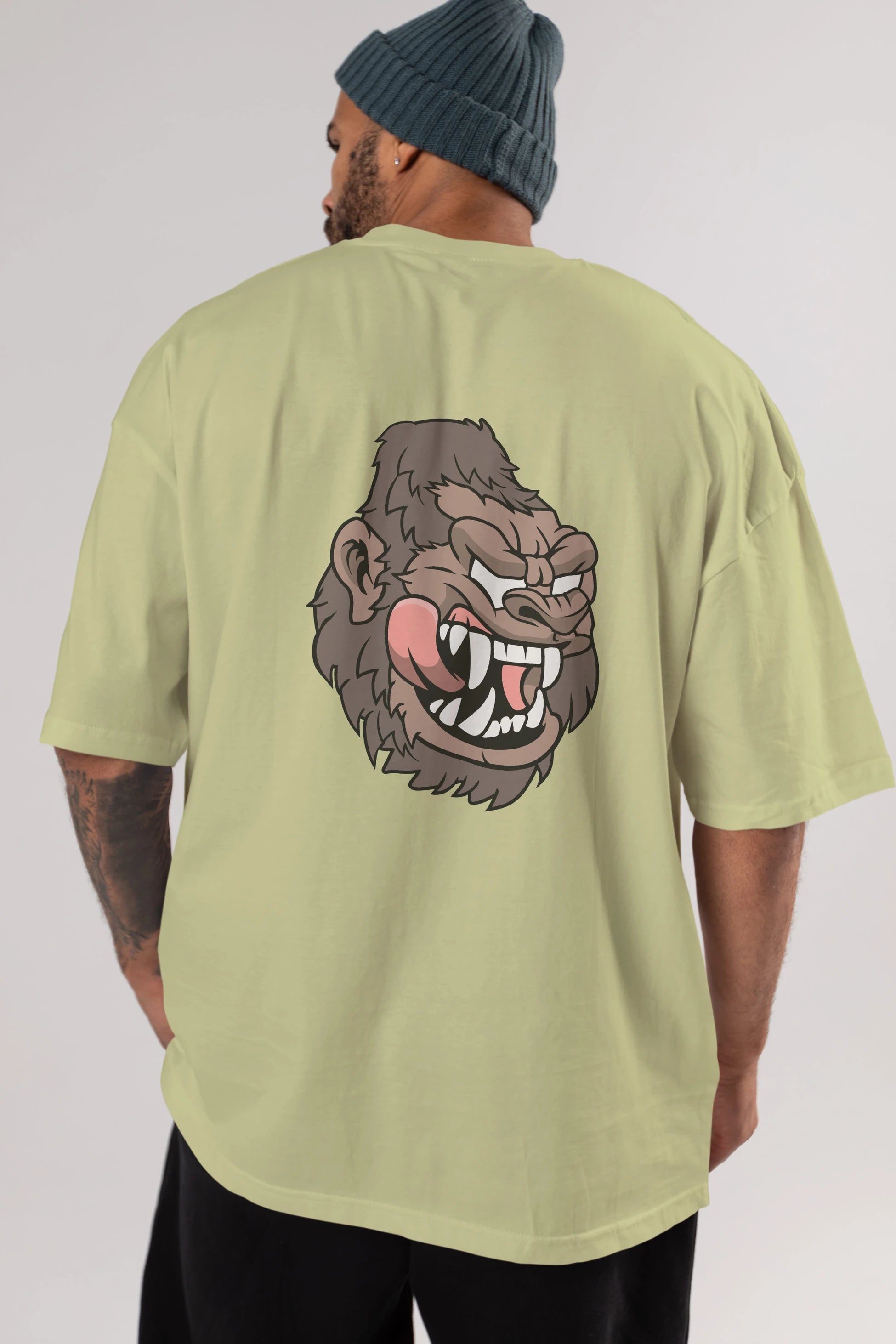 Big Gorilla Arka Baskılı Oversize t-shirt Erkek Kadın Unisex %100 Pamuk tişort