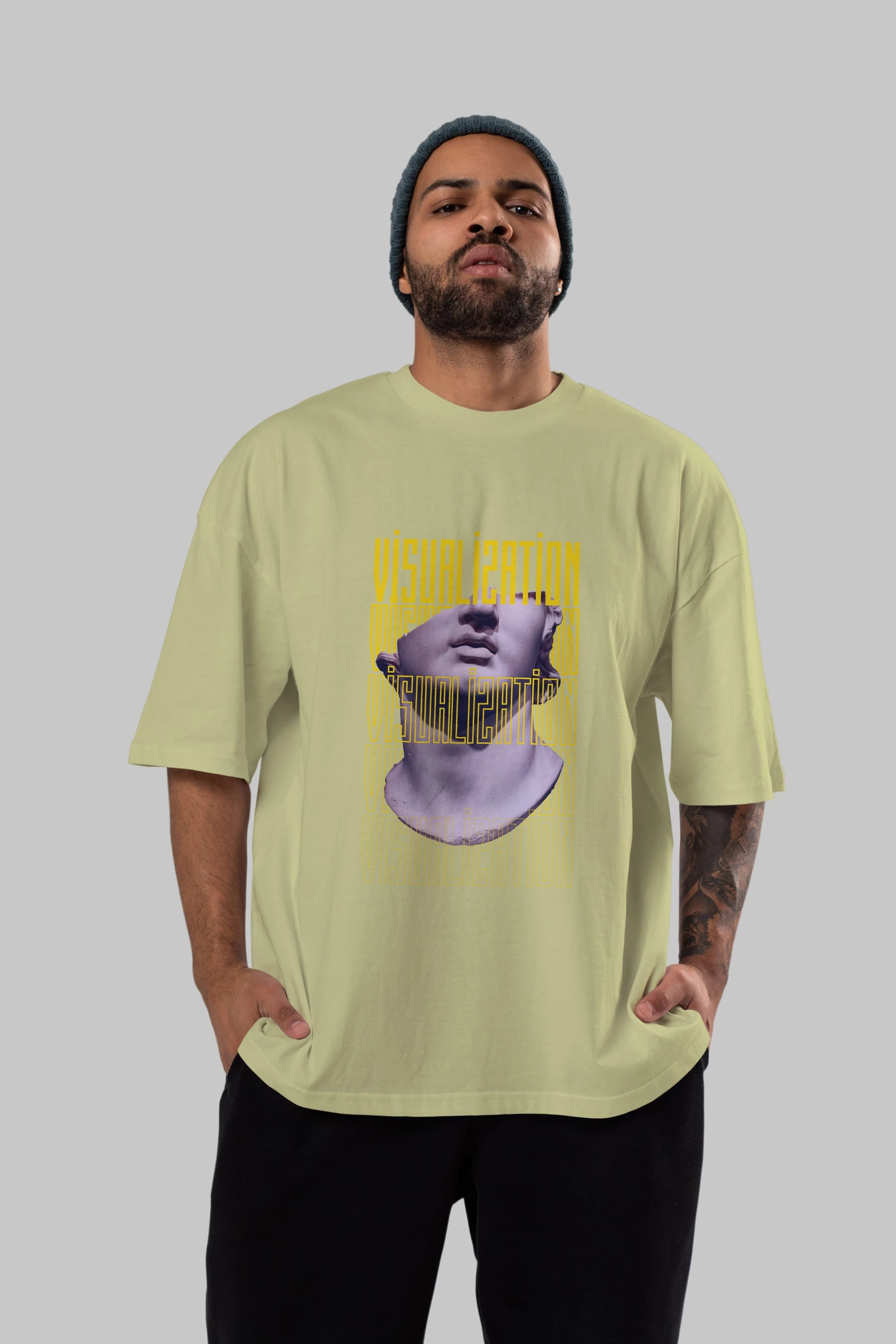Visualization Yazılı Ön Baskılı Oversize t-shirt Erkek Kadın Unisex