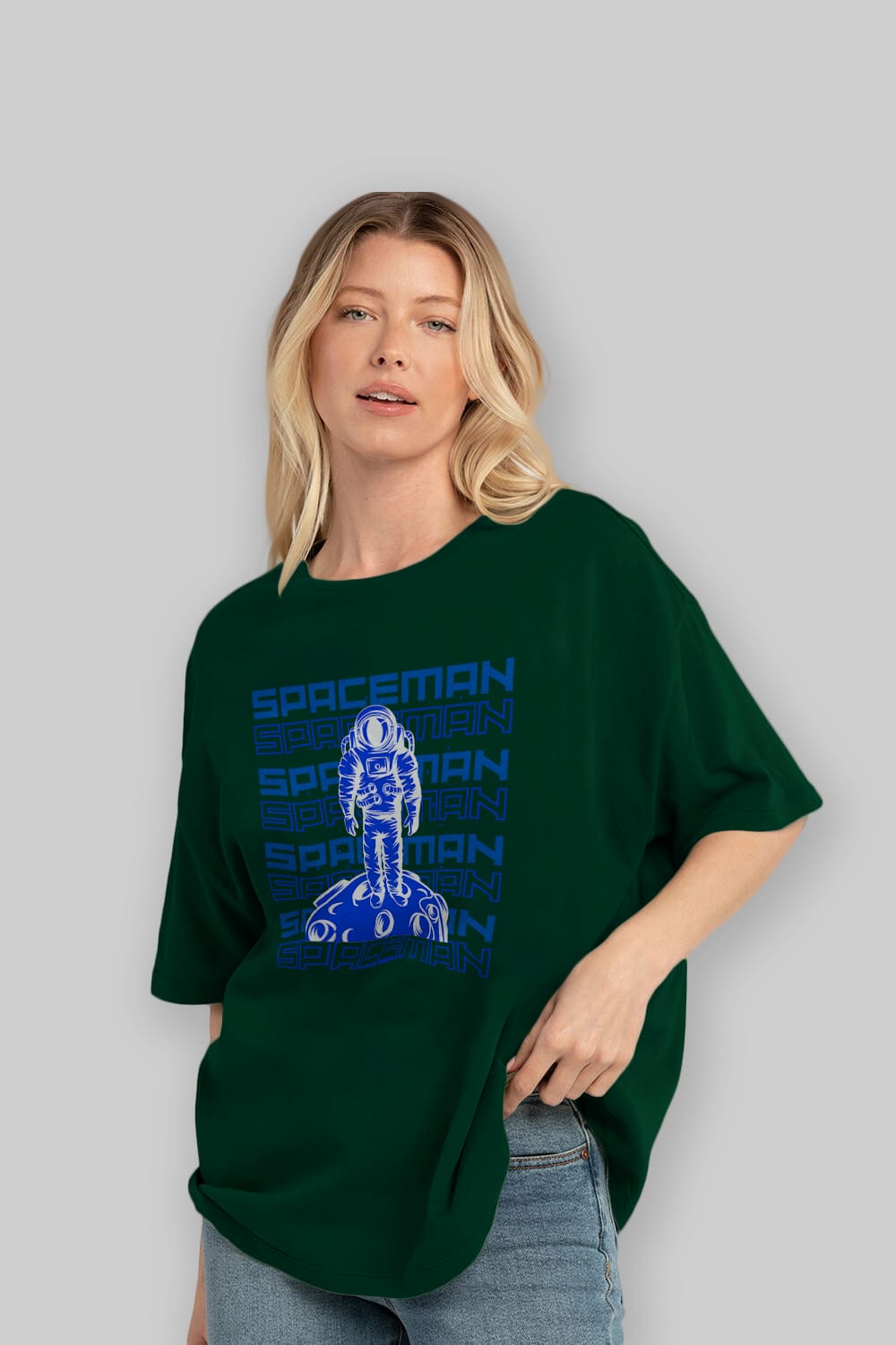 Spaceman Yazılı Ön Baskılı Oversize t-shirt Erkek Kadın Unisex