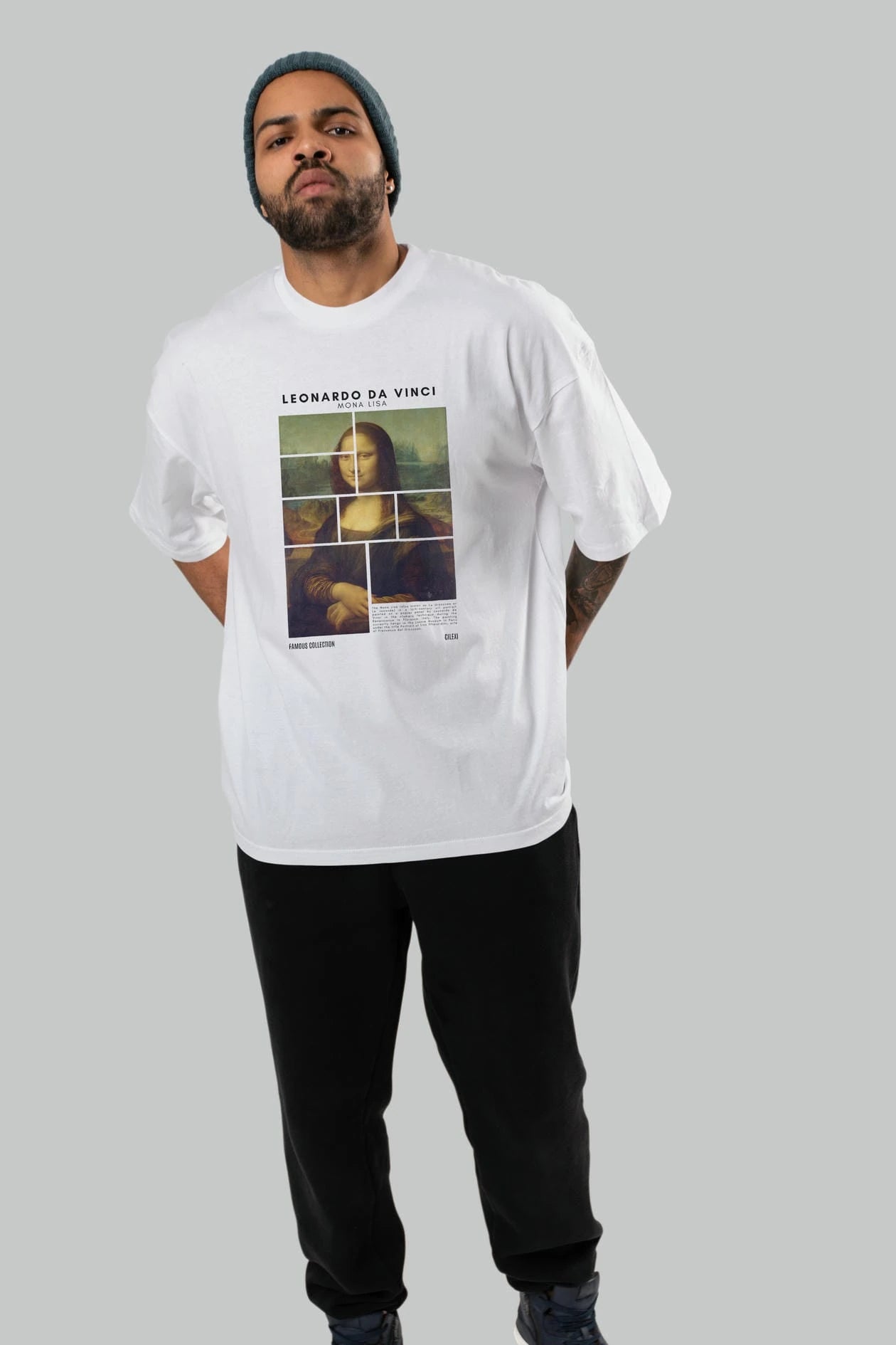 Leonardo Da Vinci Mona Lisa ön Baskılı Oversize t-shirt Erkek Kadın Bisiklet Yaka Pamuk tişort