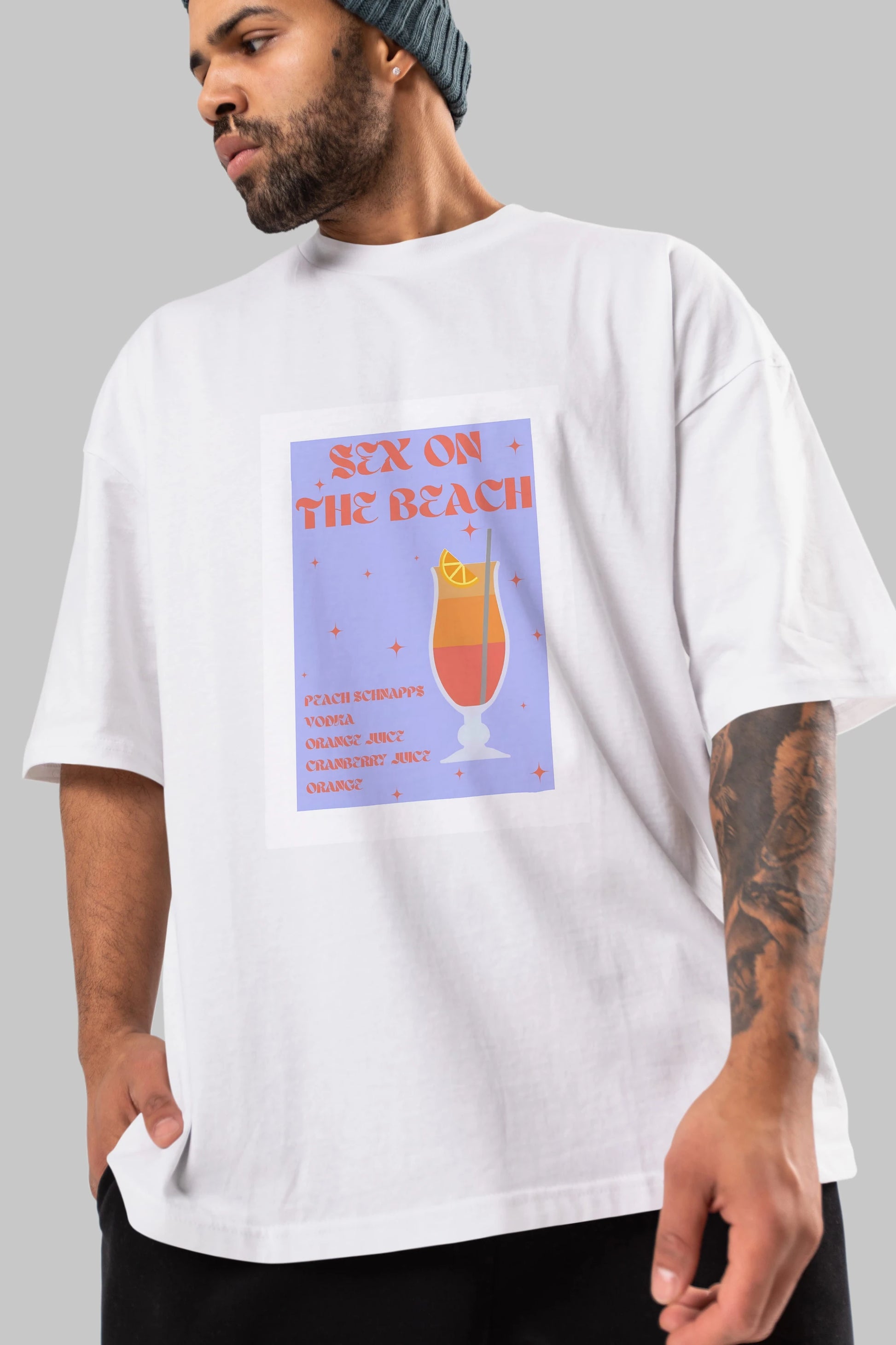 Sex On The Beach Ön Baskılı Oversize t-shirt Erkek Kadın Unisex %100 Pamuk Bisiklet Yaka tişort