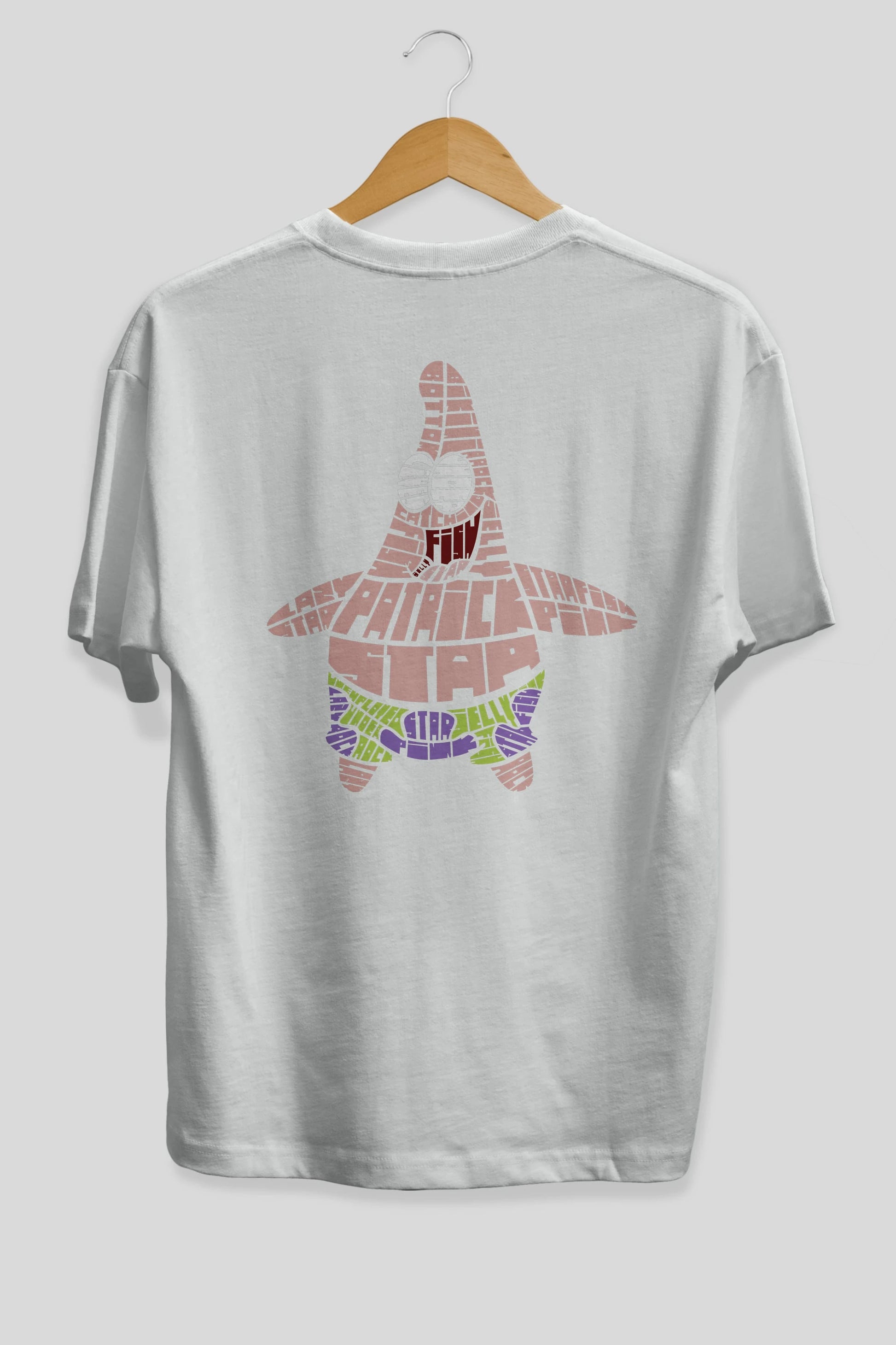 Patrick Star Arka Baskılı Oversize t-shirt %100 pamuk Erkek Kadın Unisex