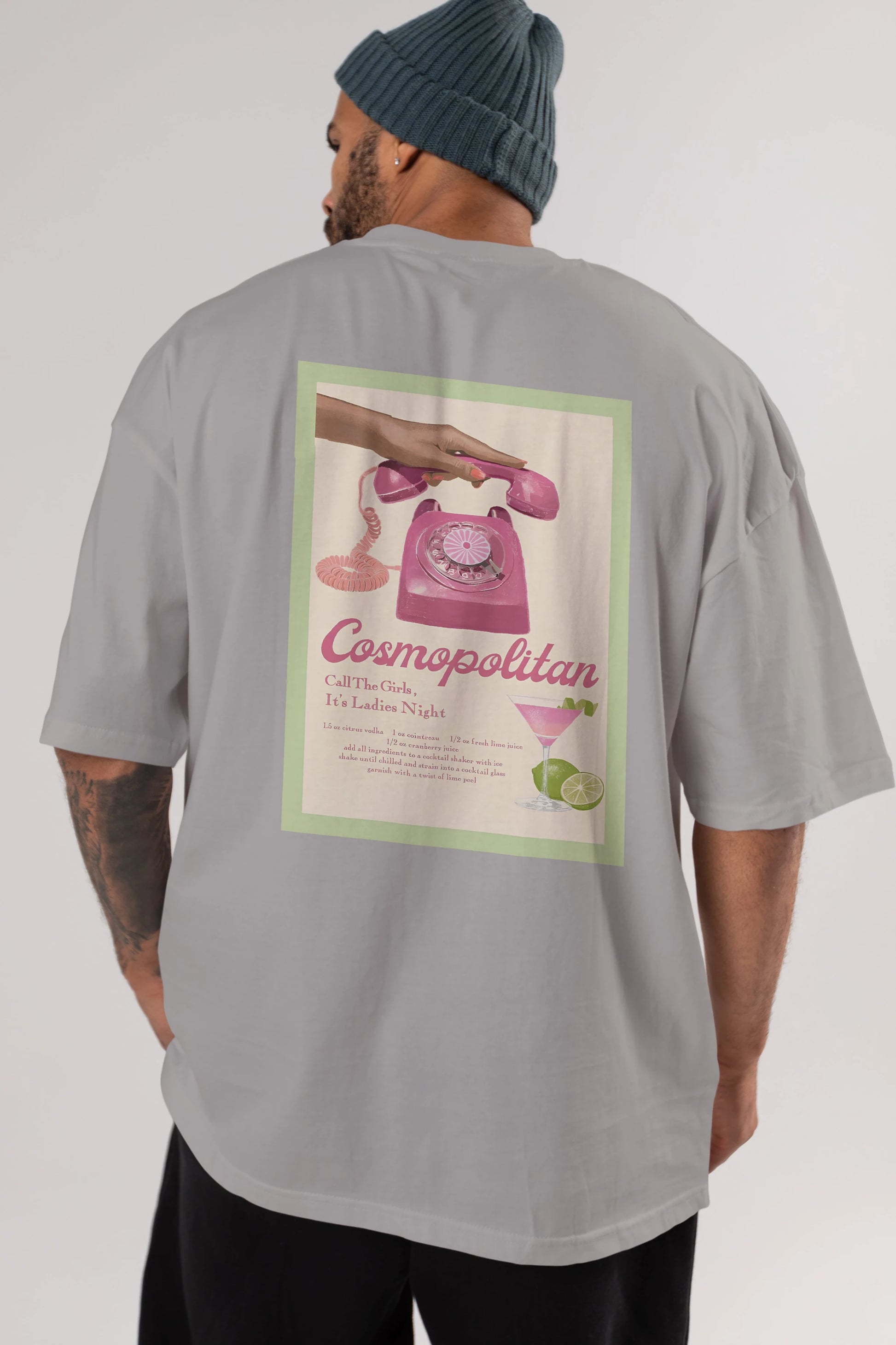 Cosmopolitan 5 Arka Baskılı Oversize t-shirt Erkek Kadın Unisex %100 Pamuk Bisiklet Yaka tişort