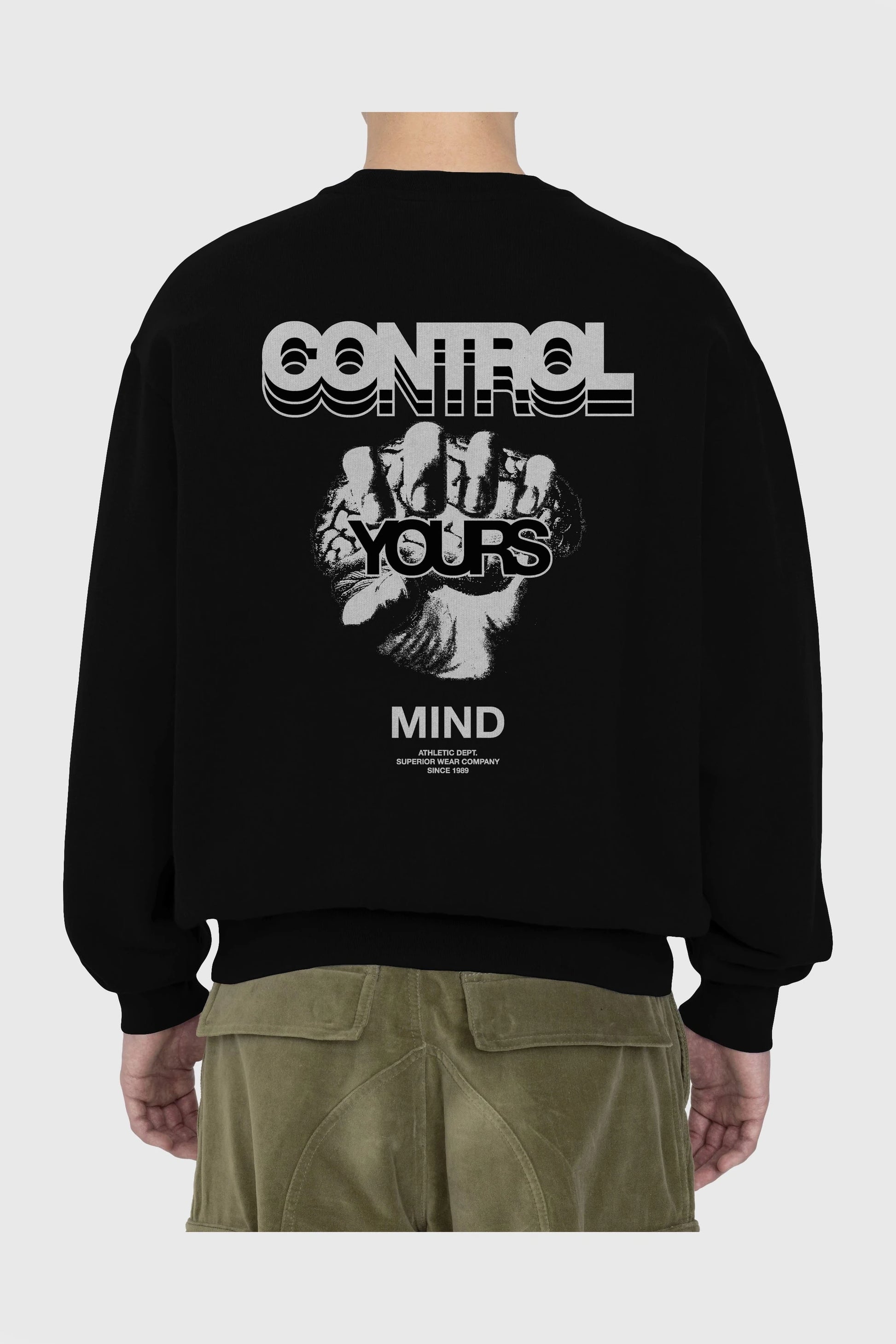 Control Your Mind Arka Baskılı Oversize Sweatshirt Erkek Kadın Unisex
