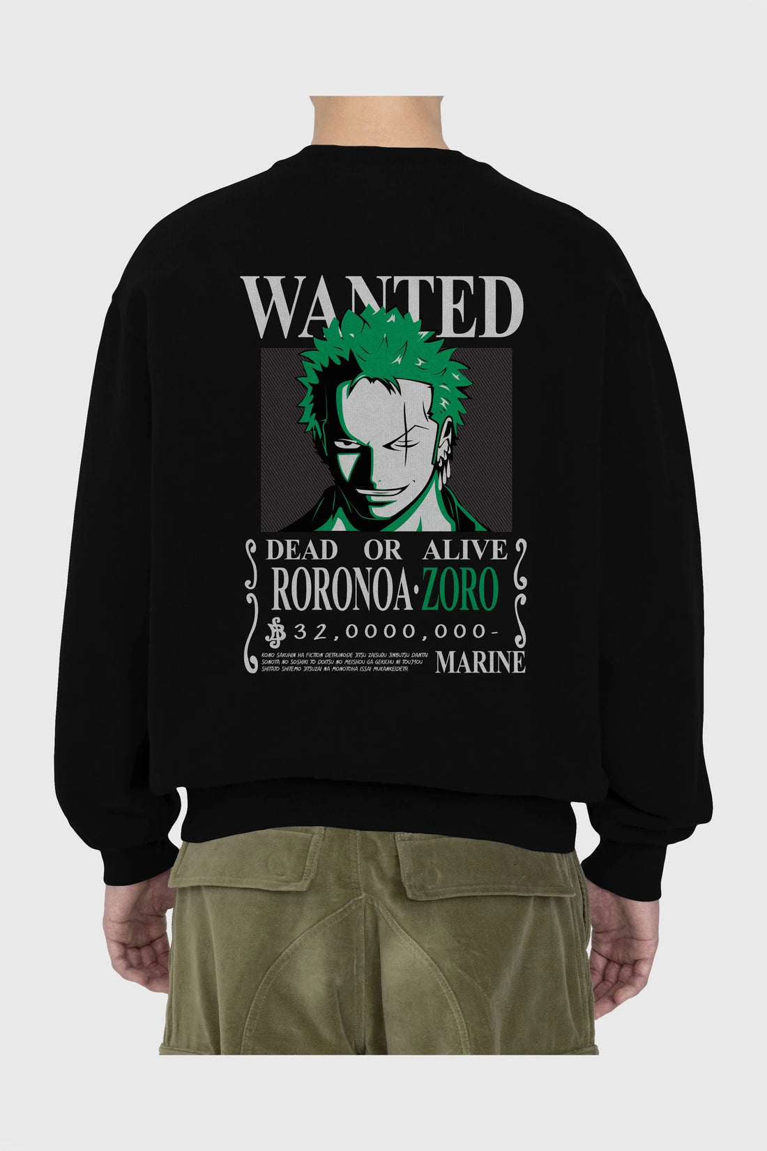 Roronoa Zoro Arka Baskılı Anime Oversize Sweatshirt Erkek Kadın Unisex