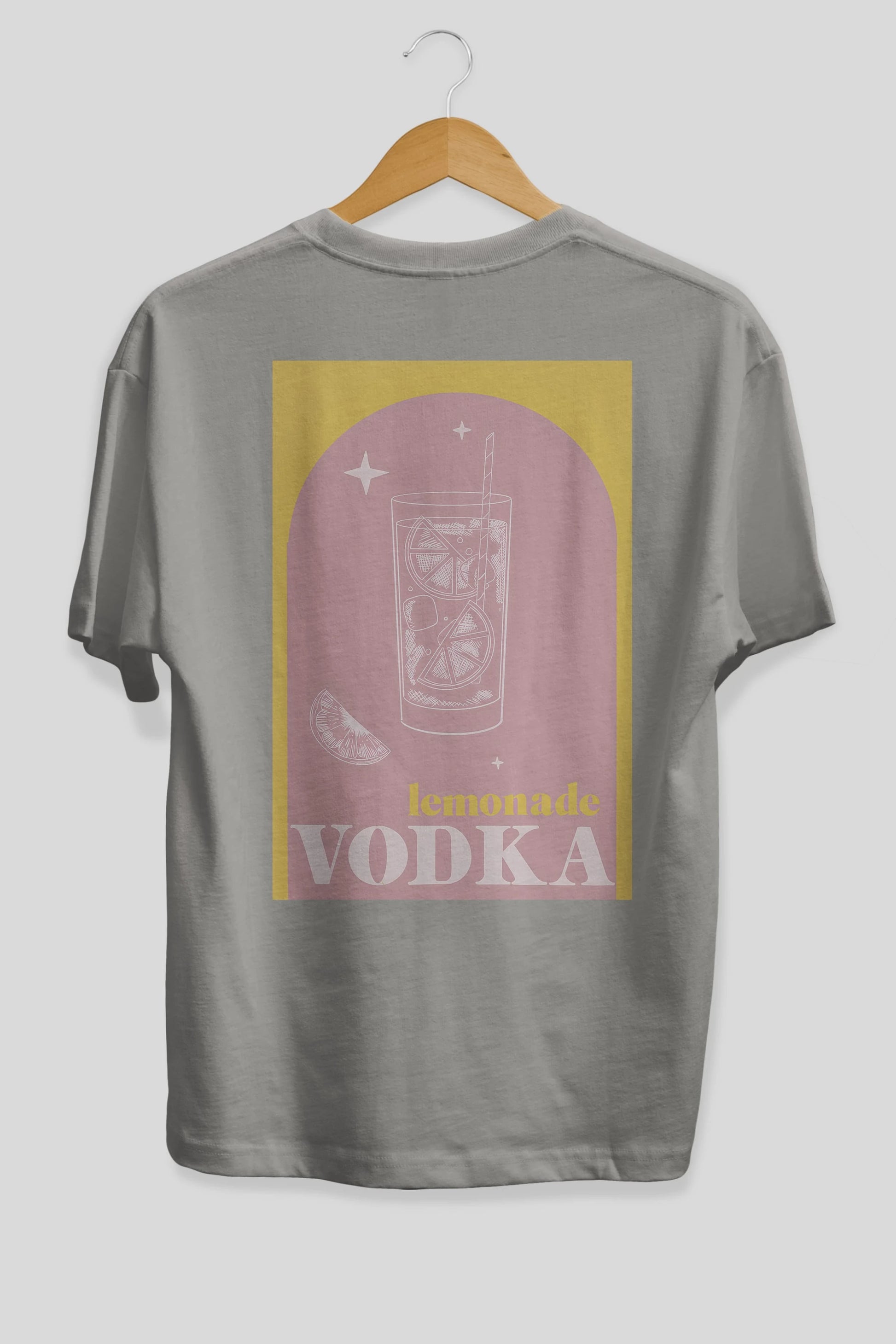 Vodka Limon Arka Baskılı Oversize t-shirt Erkek Kadın Unisex %100 Pamuk Bisiklet Yaka tişort