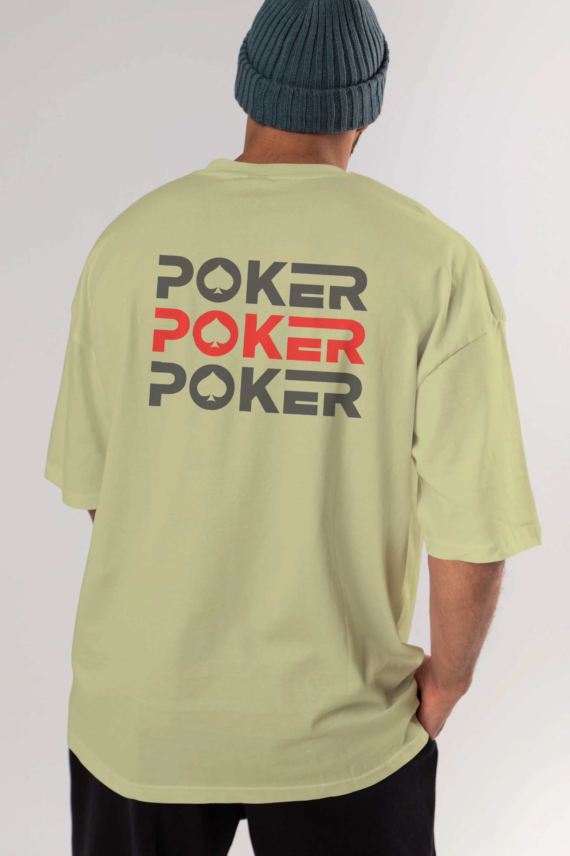 Poker Arka Baskılı Oversize t-shirt Erkek Kadın Unisex
