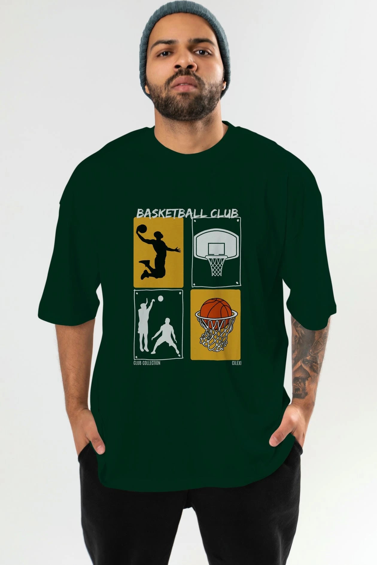 Basketball Club ön Baskılı Oversize t-shirt Erkek Kadın %100 Pamuk Bisiklet Yaka tişort