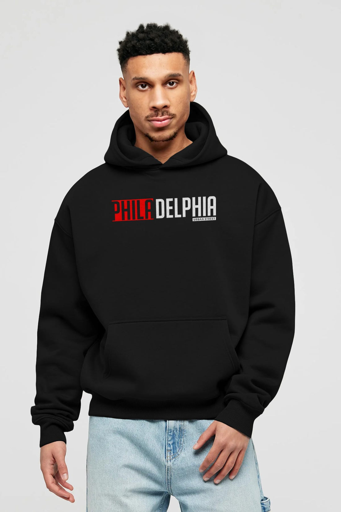 Philadelphia Ön Baskılı Oversize Hoodie Kapüşonlu Sweatshirt Erkek Kadın Unisex