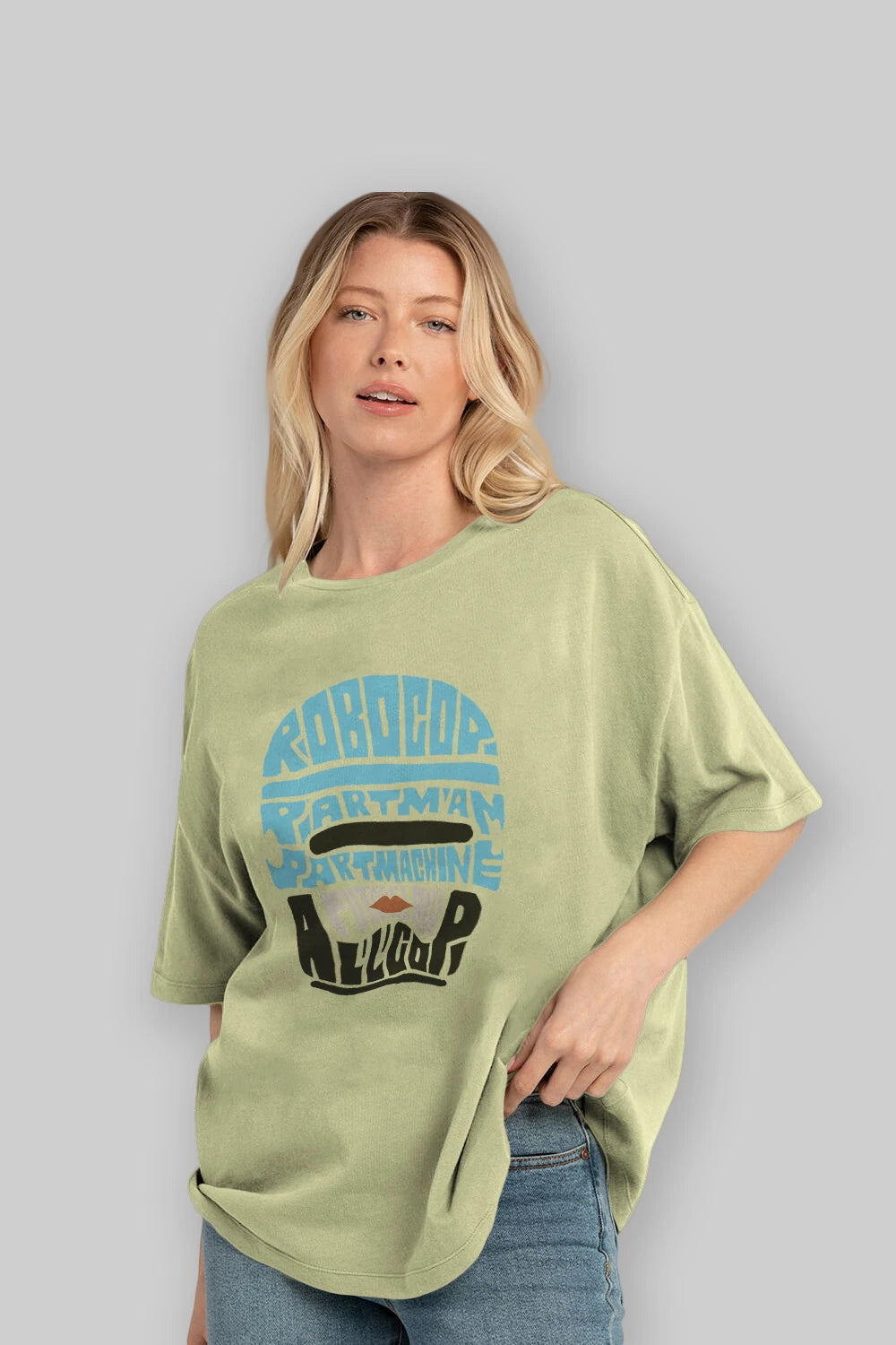 Robocop Ön Baskılı Oversize t-shirt %100 pamuk Erkek Kadın Unisex