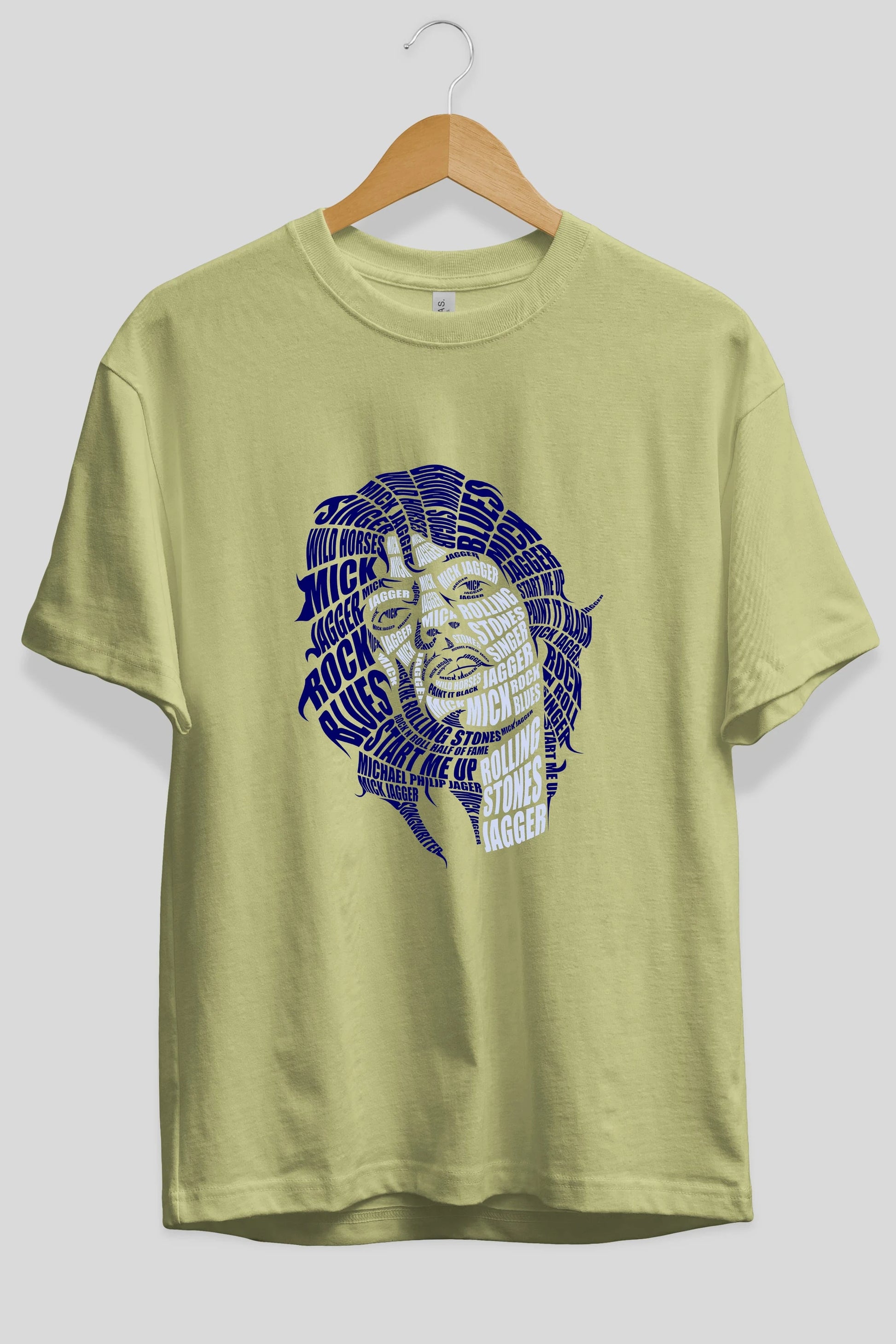 Mick Jagger Calligram Ön Baskılı Oversize t-shirt %100 pamuk Erkek Kadın Unisex