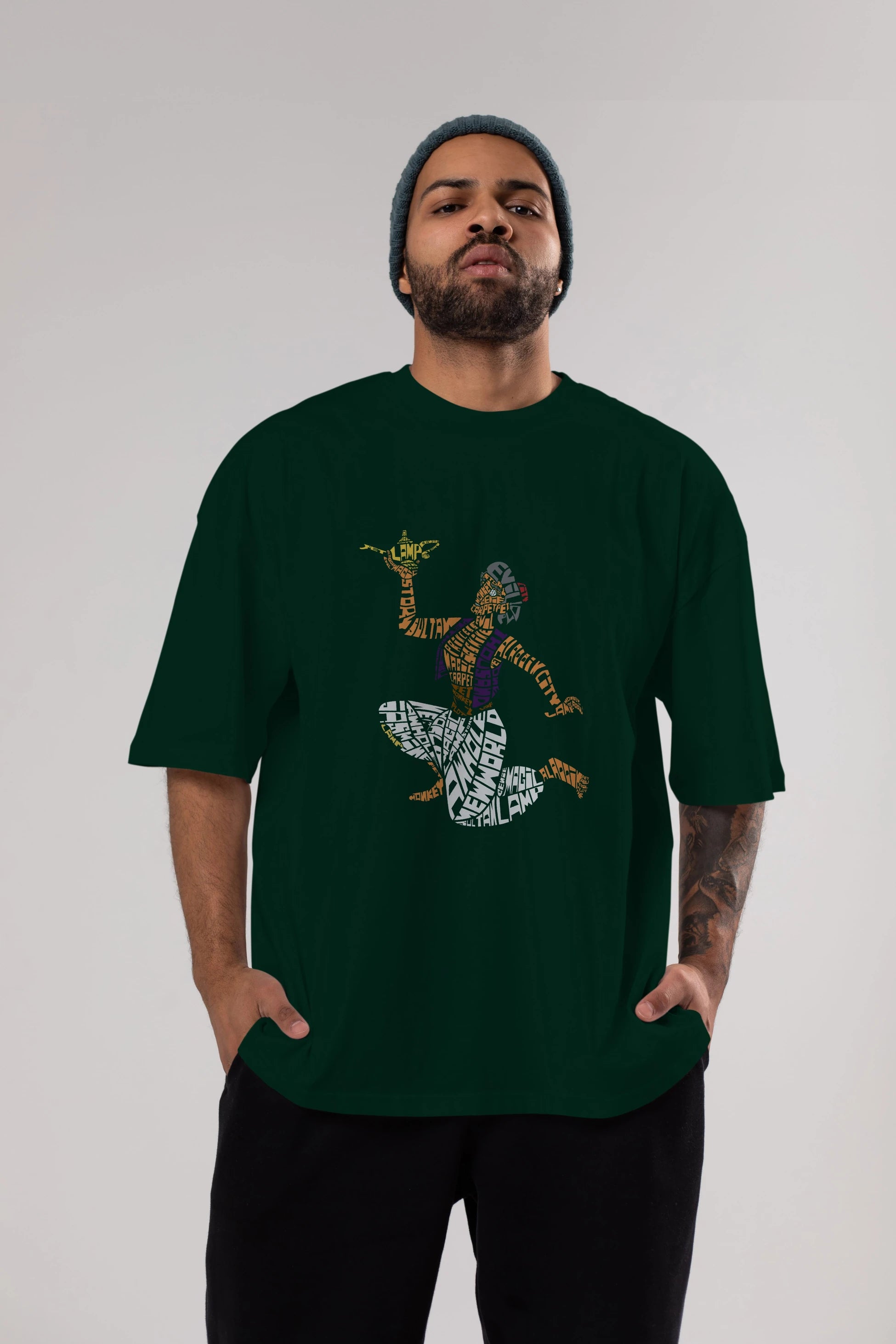 Aladdin Ön Baskılı Oversize t-shirt %100 pamuk Erkek Kadın Unisex