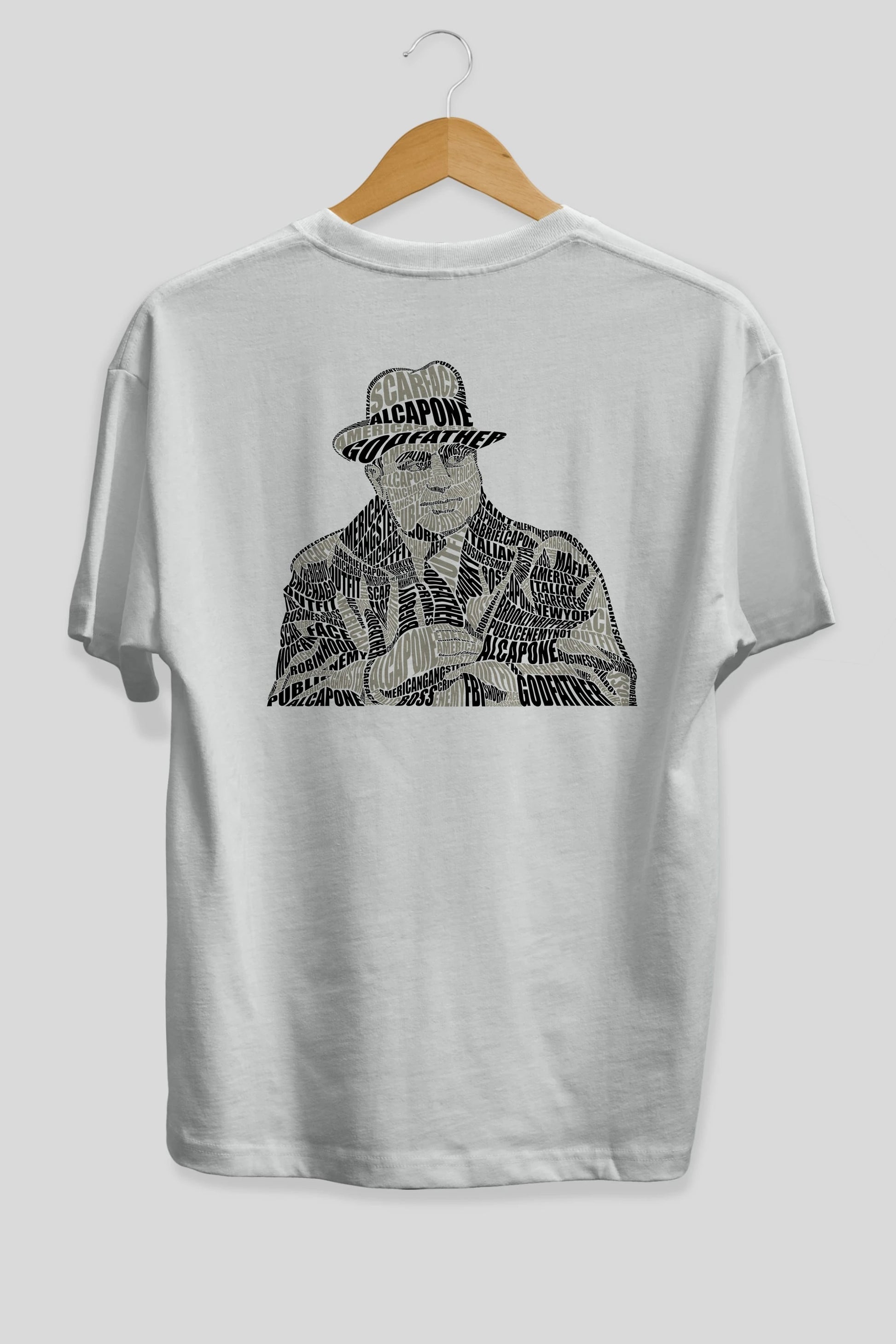 Al Capone Calligram Arka Baskılı Oversize t-shirt %100 pamuk Erkek Kadın Unisex