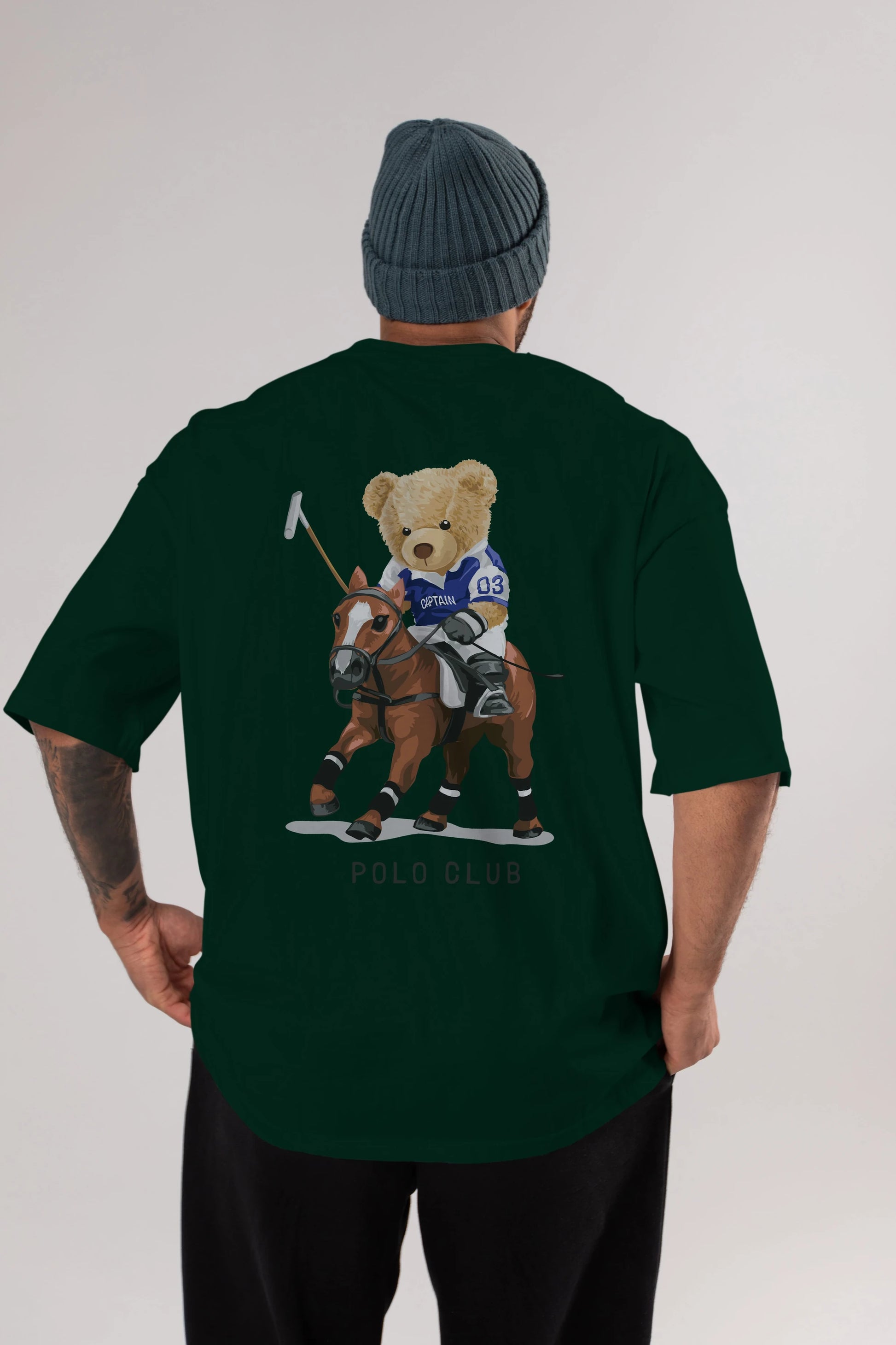 Teddy Bear Polo Club Arka Baskılı Oversize t-shirt Erkek Kadın Unisex %100 Pamuk