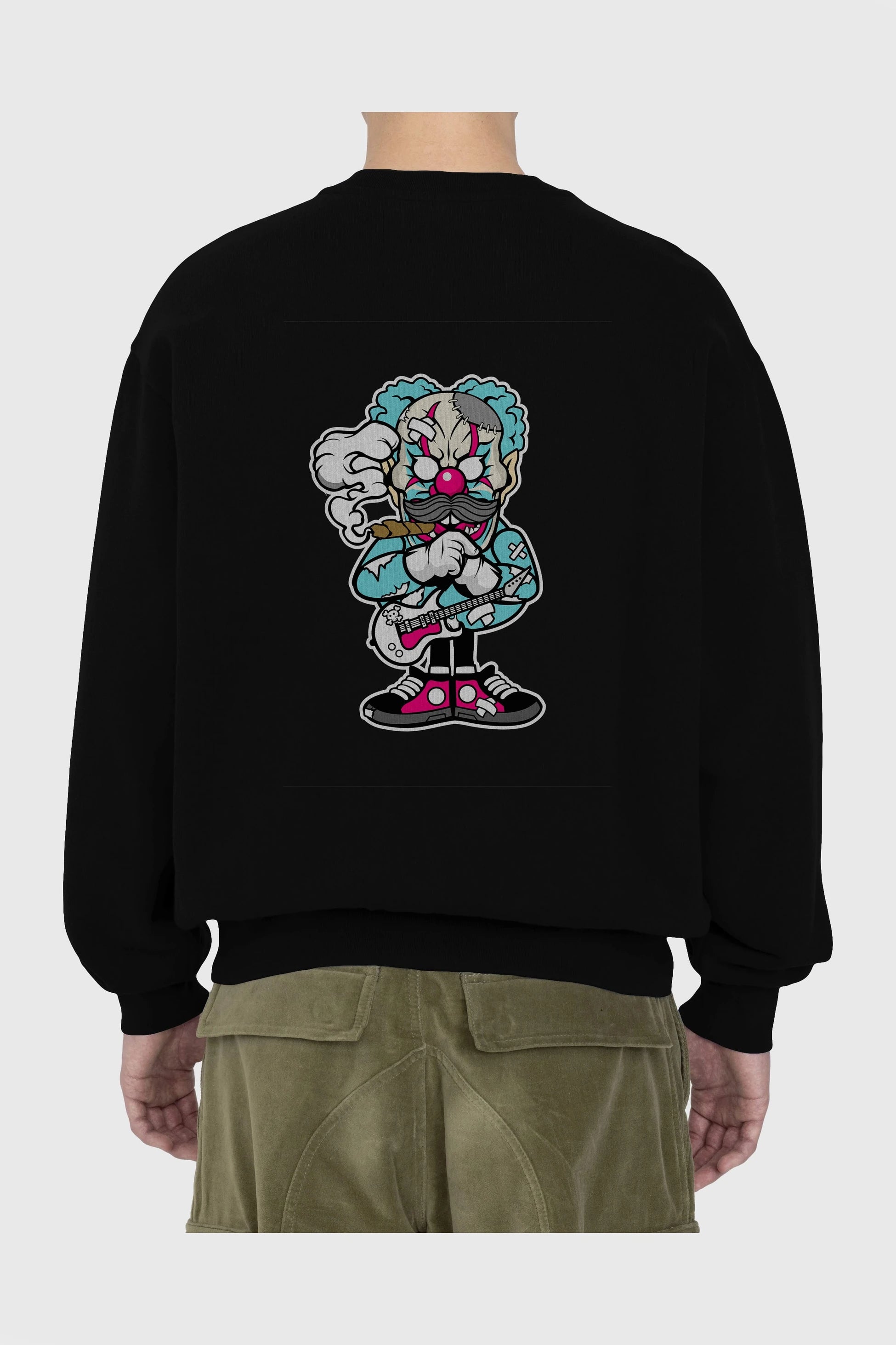 Clown Monster Arka Baskılı Oversize Sweatshirt Erkek Kadın Unisex