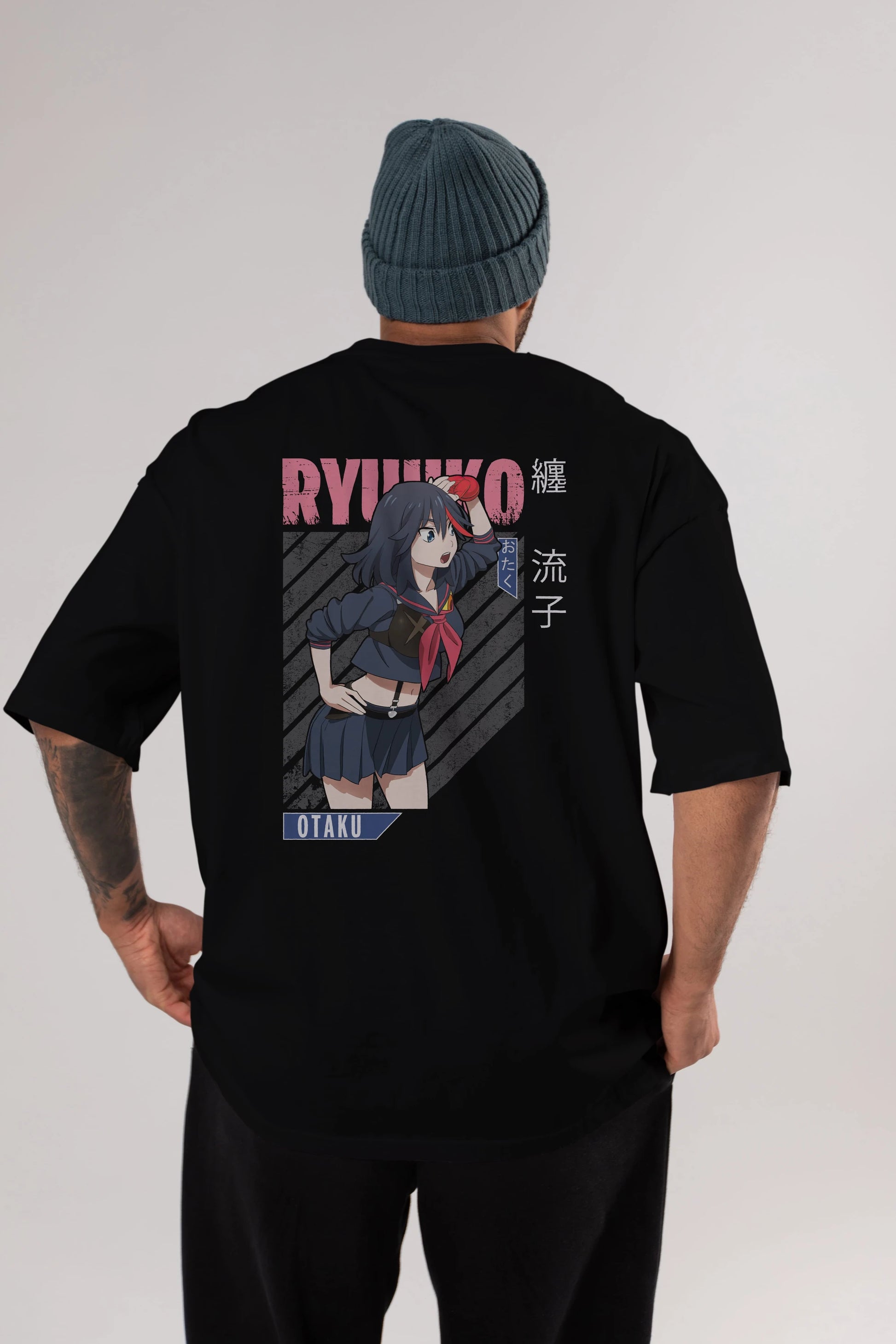 Ryuuko Matoi 6 Anime Arka Baskılı Oversize t-shirt Erkek Kadın Unisex