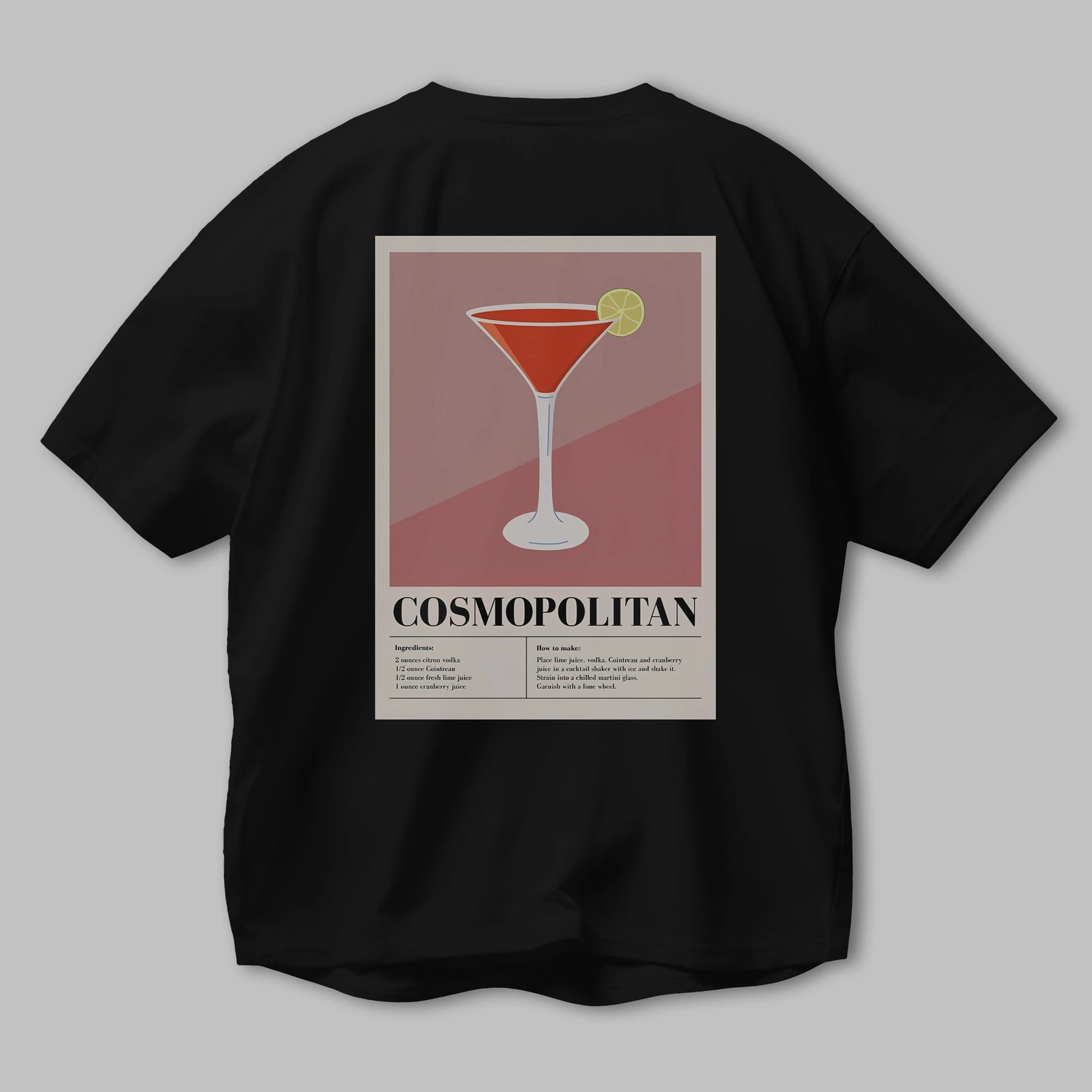 Cosmopolitan 3 Arka Baskılı Oversize t-shirt Erkek Kadın Unisex %100 Pamuk Bisiklet Yaka tişort