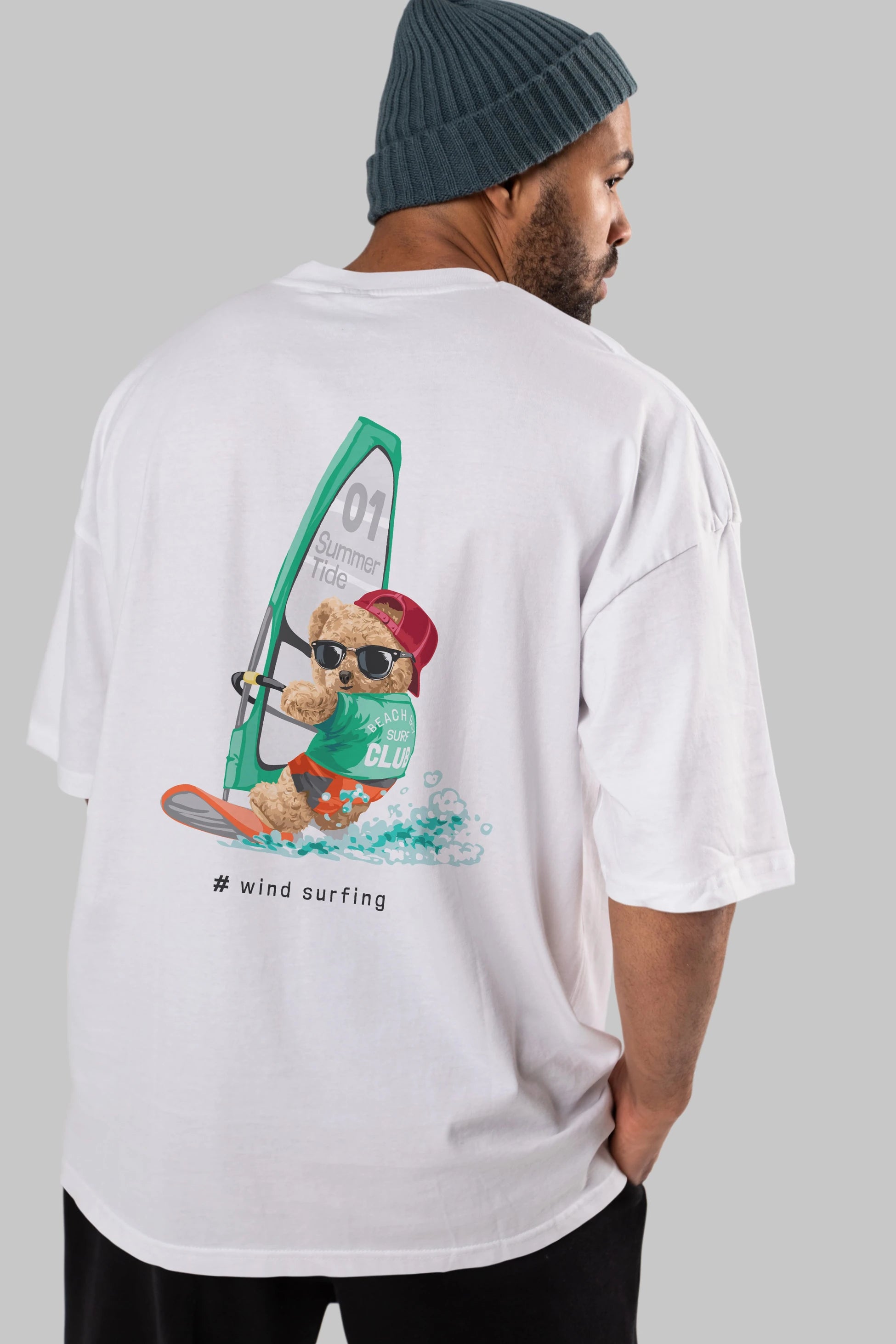Teddy Bear Summer Tide Arka Baskılı Oversize t-shirt Erkek Kadın Unisex %100 Pamuk
