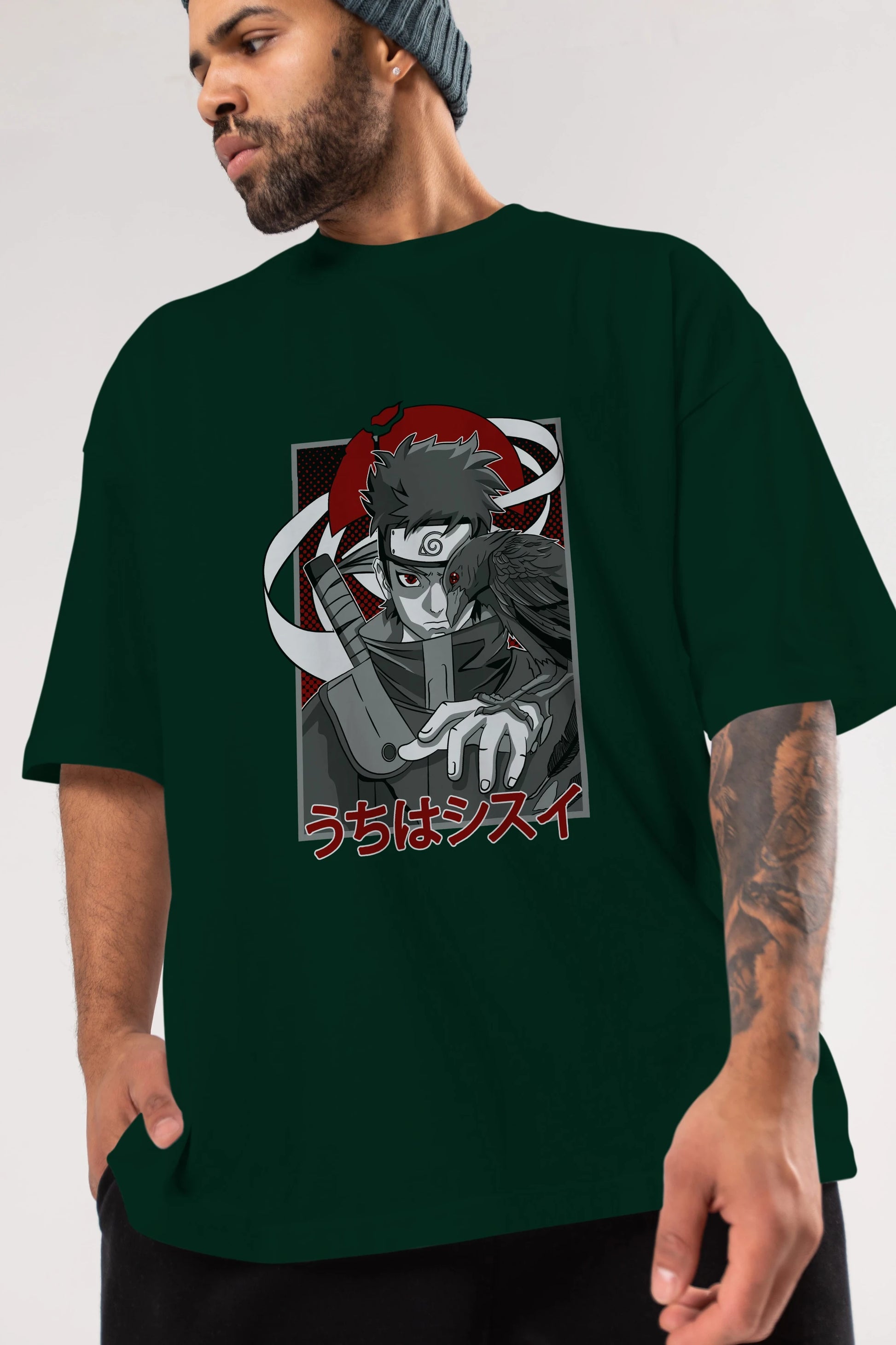 SHISUI UCHIHA NARUTO Anime Ön Baskılı Oversize t-shirt %100 pamuk Erkek Kadın Unisex