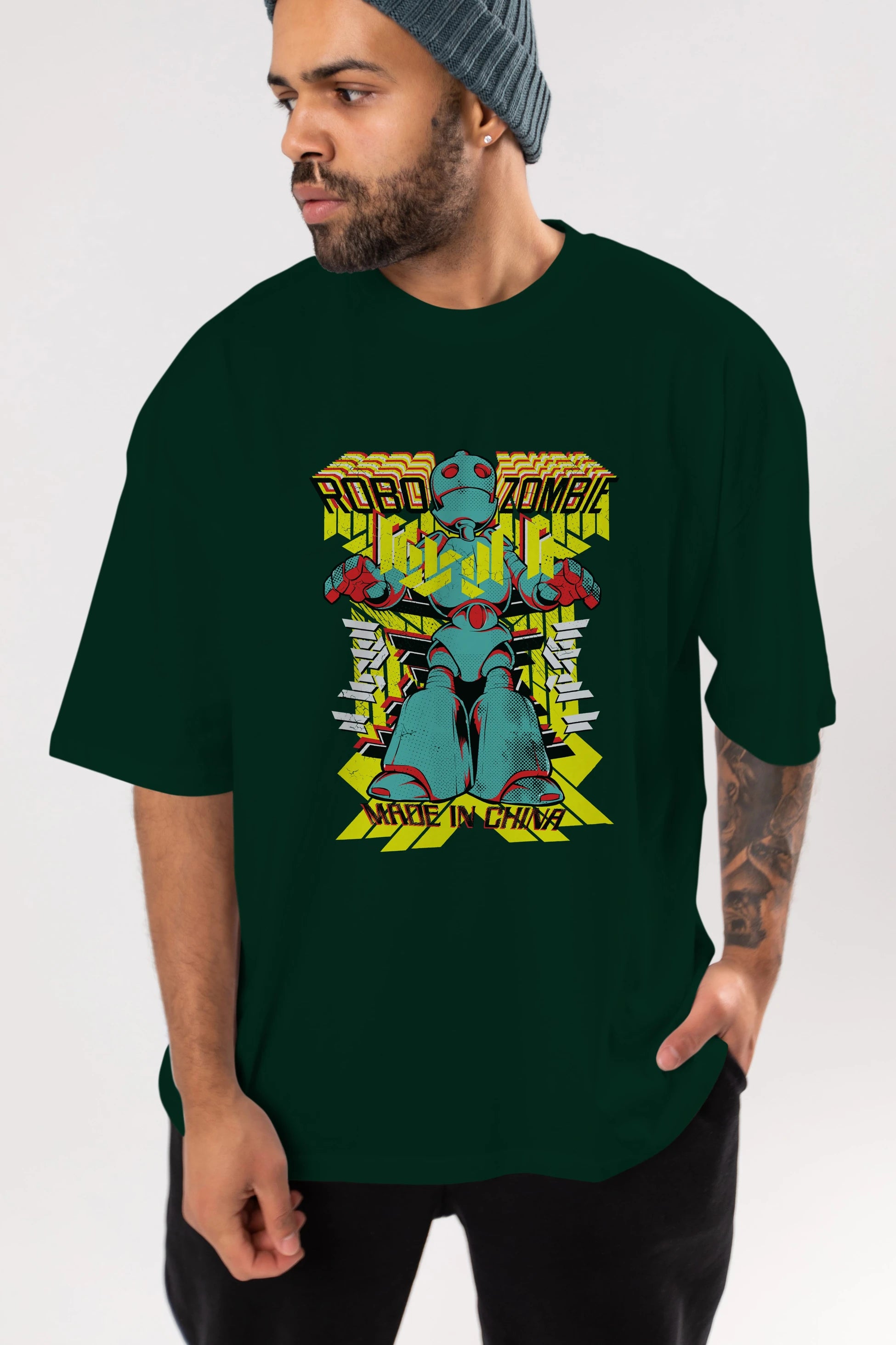 Robo Zombie Ön Baskılı Oversize t-shirt Erkek Kadın Unisex
