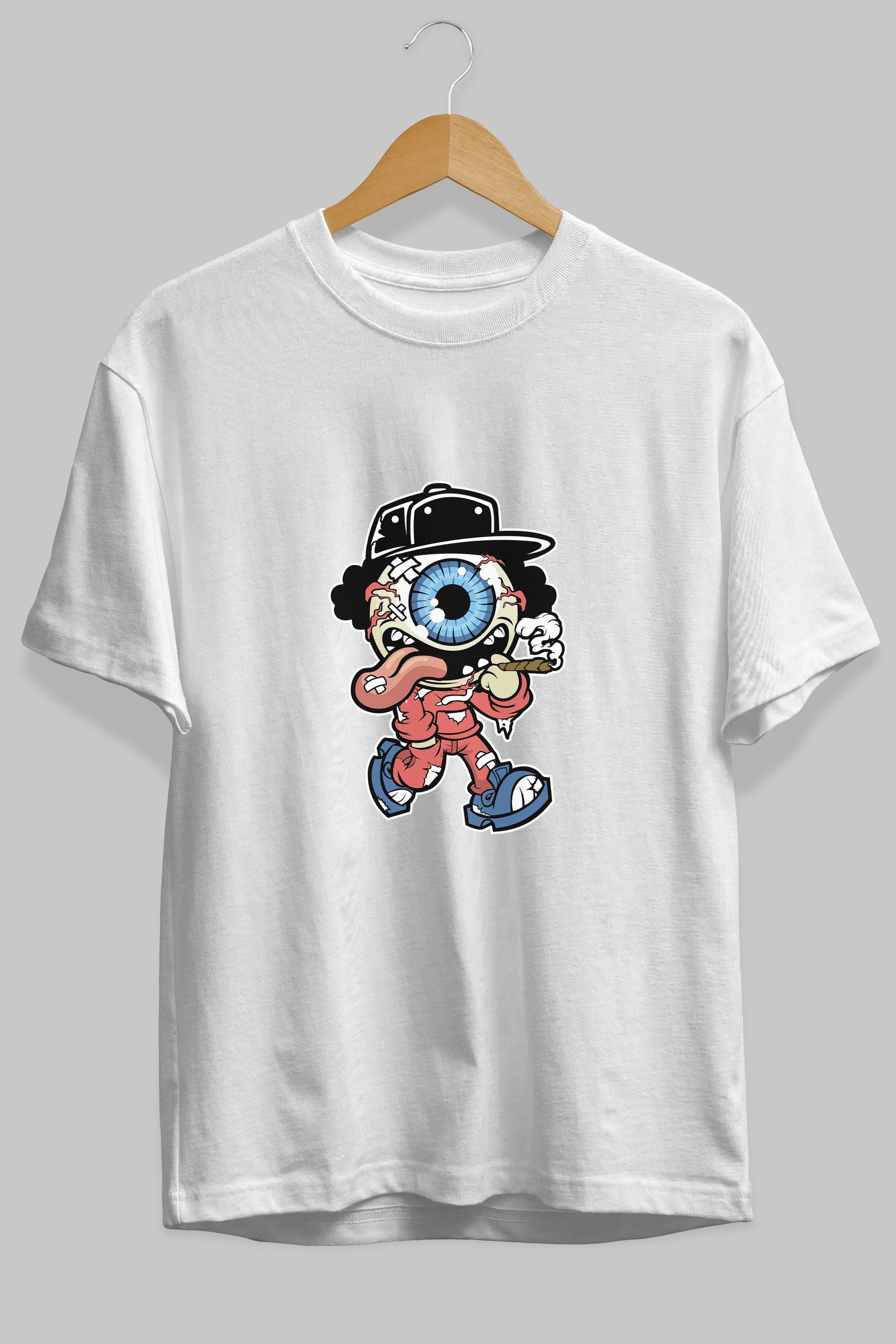 Eyeball Monster Ön Baskılı Oversize t-shirt Erkek Kadın Unisex %100 Pamuk tişort