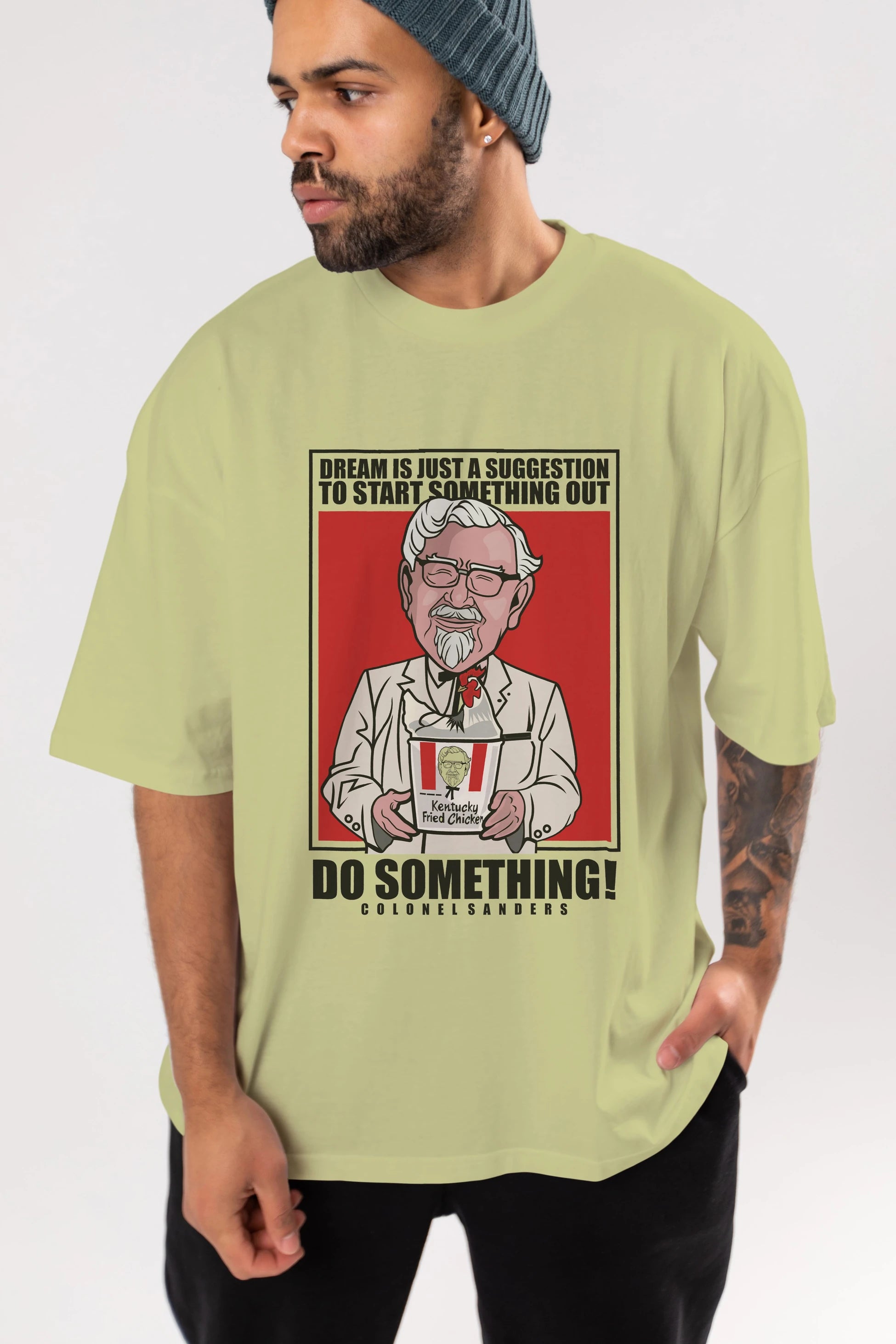 Colonel Sanders Ön Baskılı Oversize t-shirt Erkek Kadın Unisex %100 Pamuk tişort