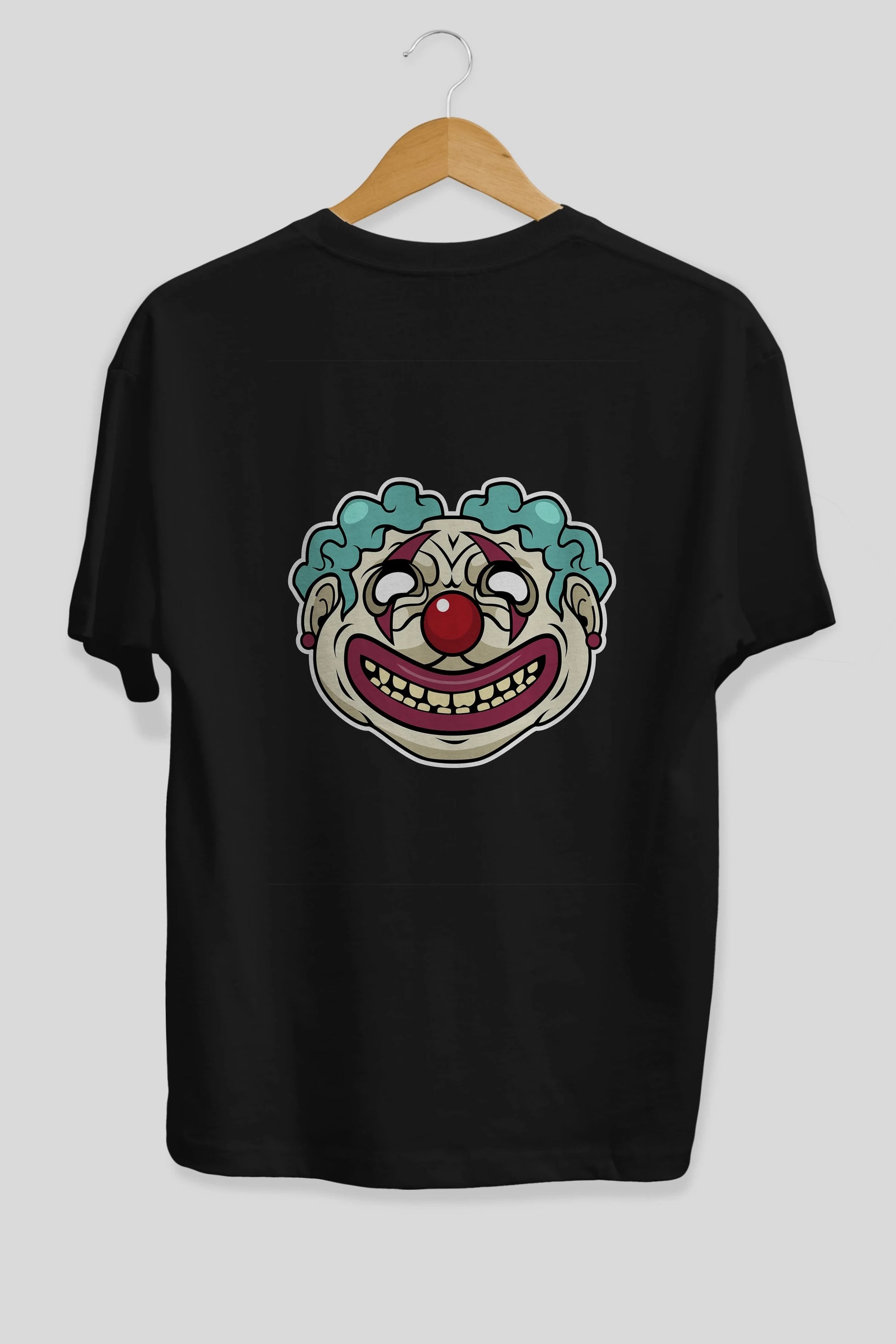 Clown Head Arka Baskılı Oversize t-shirt Erkek Kadın Unisex %100 Pamuk tişort