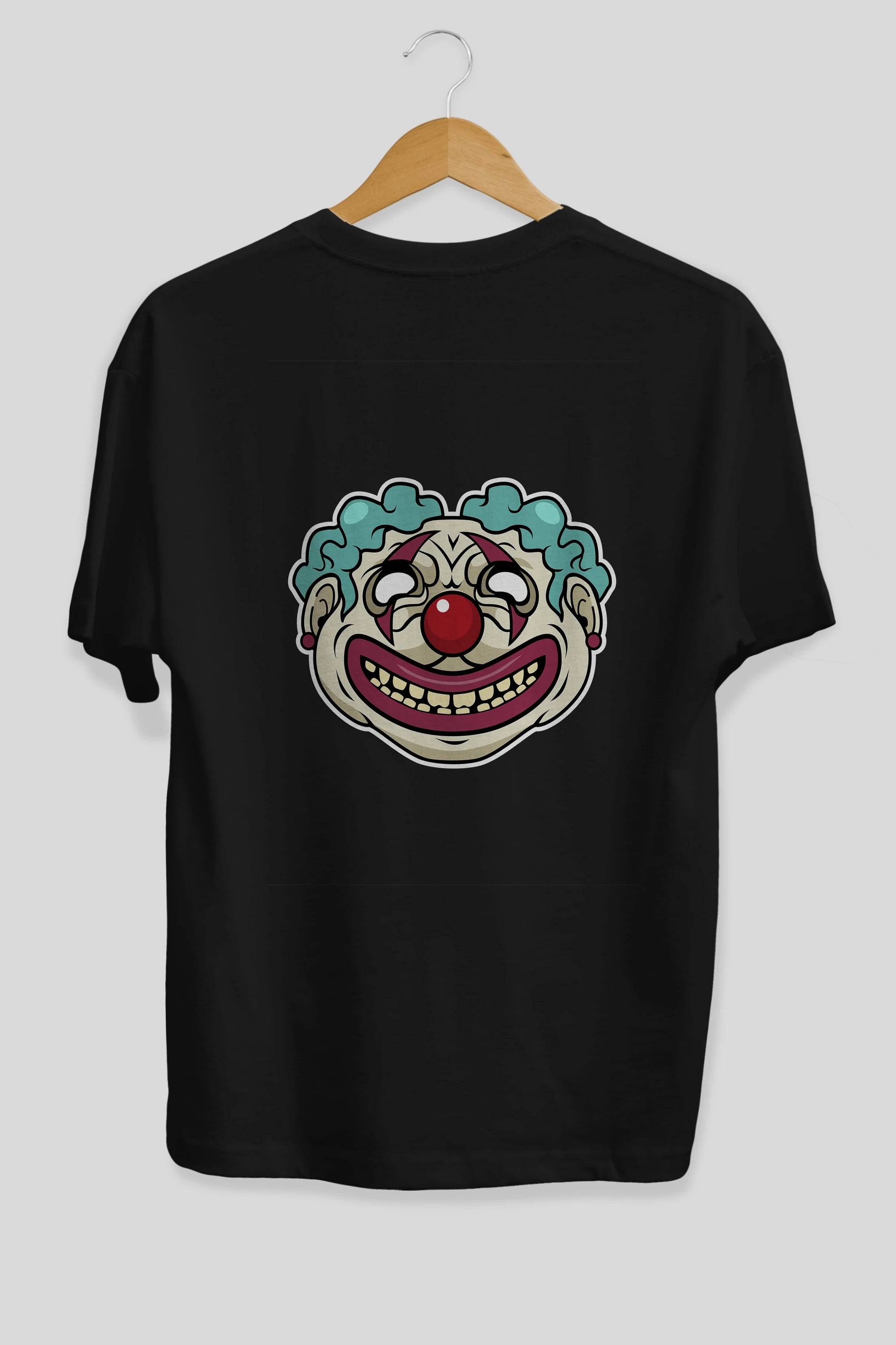 Clown Head Arka Baskılı Oversize t-shirt Erkek Kadın Unisex %100 Pamuk tişort